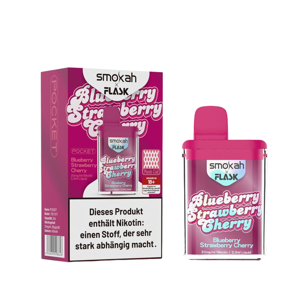 SMOKAH X FLASK POCKET VAPE - BLUEBERRY STRAWBERRY CHERRY