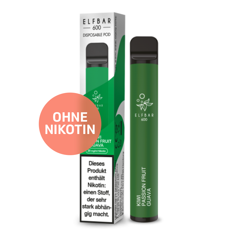 Elf Bar 600 E-Vape | Kiwi Passion Fruit Guava ohne Nikotin