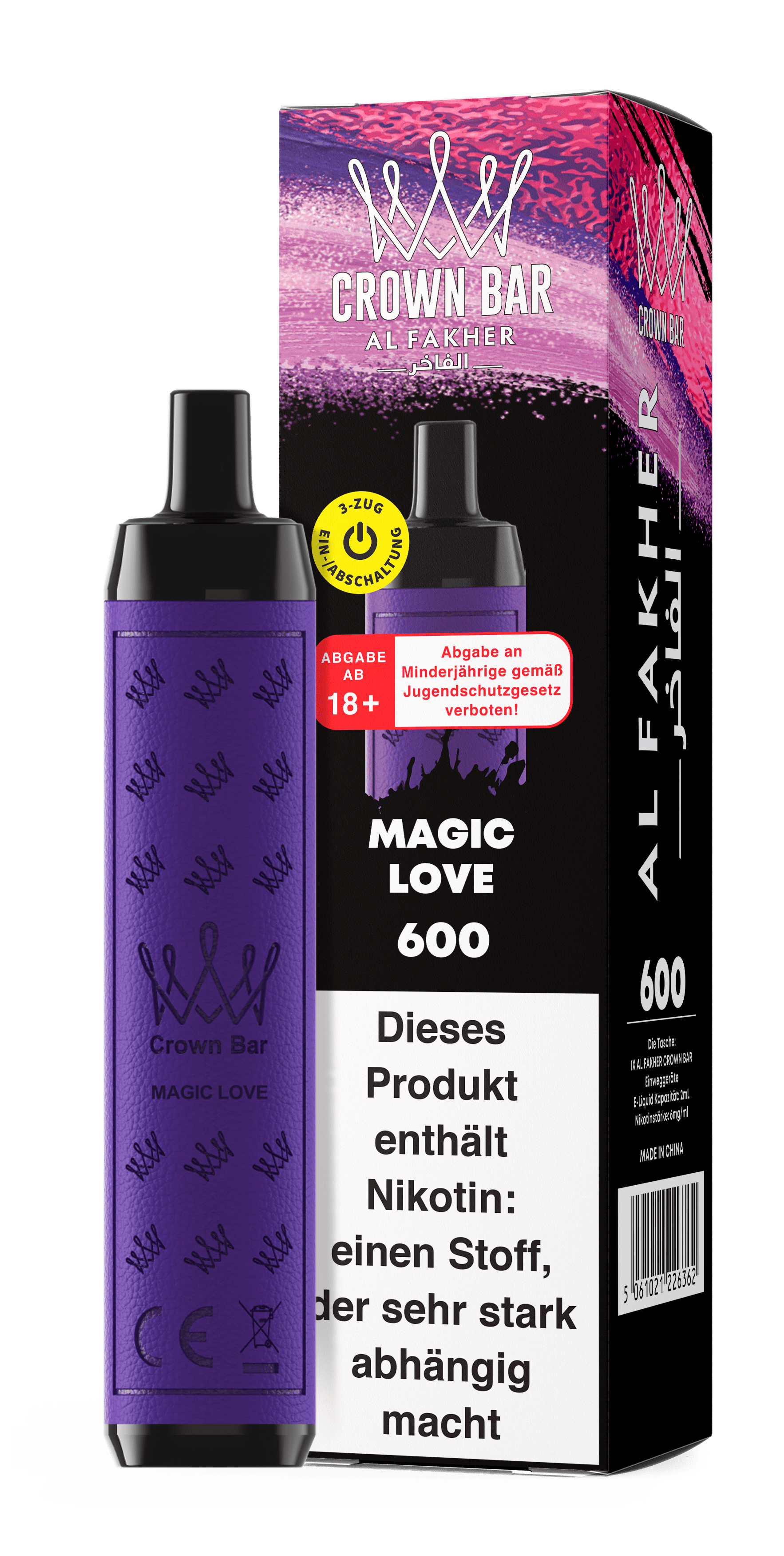 Al Fakher - Crown Bar - Einweg E-Zigarette - 2ml - 20mg - CP - Magic Love