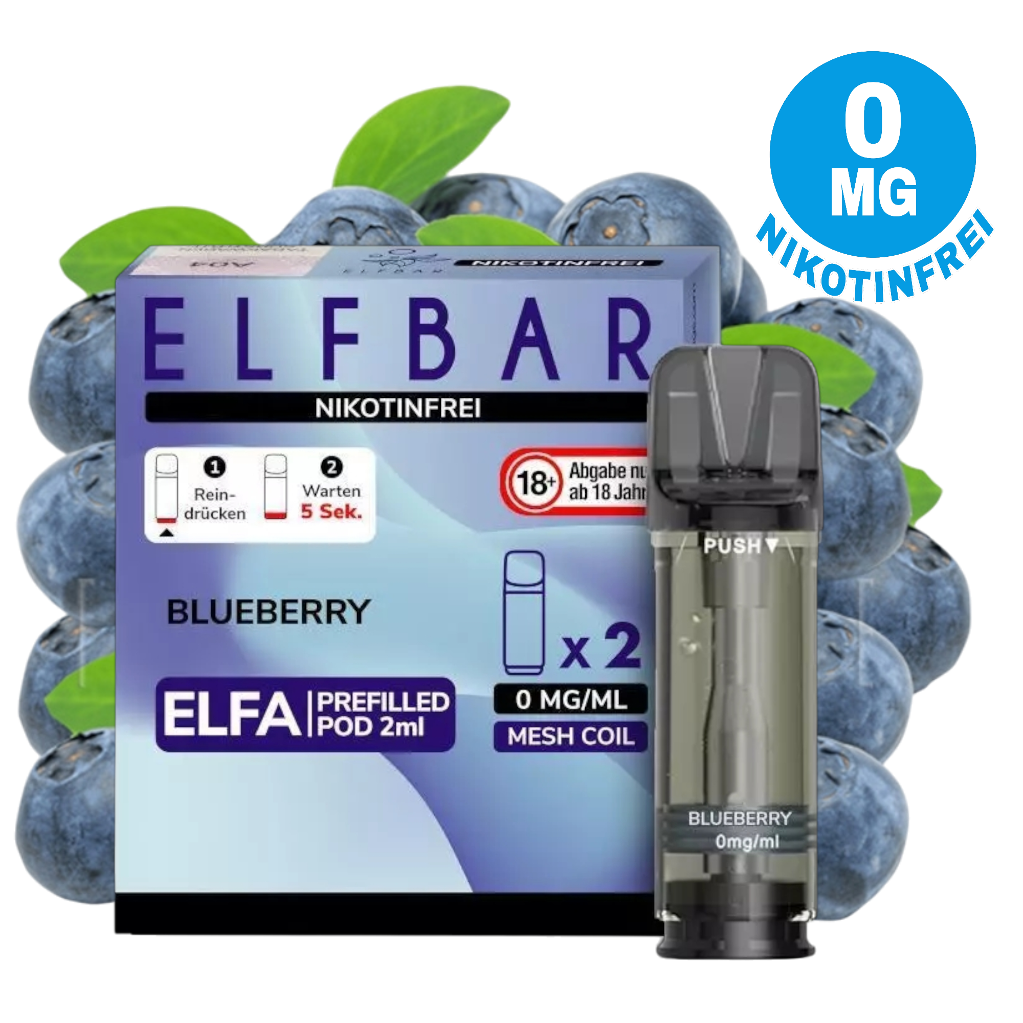 Nikotinfrei - Elfbar - ELFA - Prefilled Pod - Blueberry - 2ml - 2er Pack