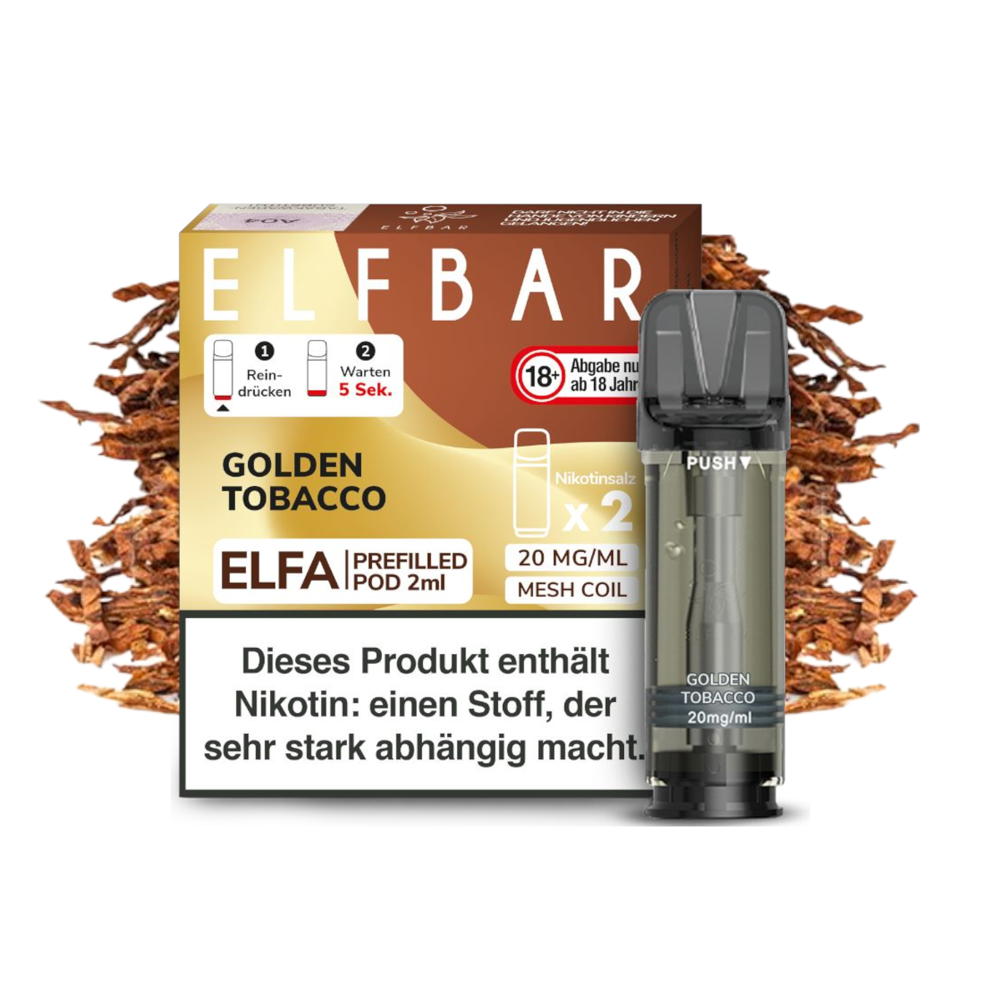 Elfbar - ELFA - Prefilled Pod - Golden Tobacco - 2ml - 2er Pack