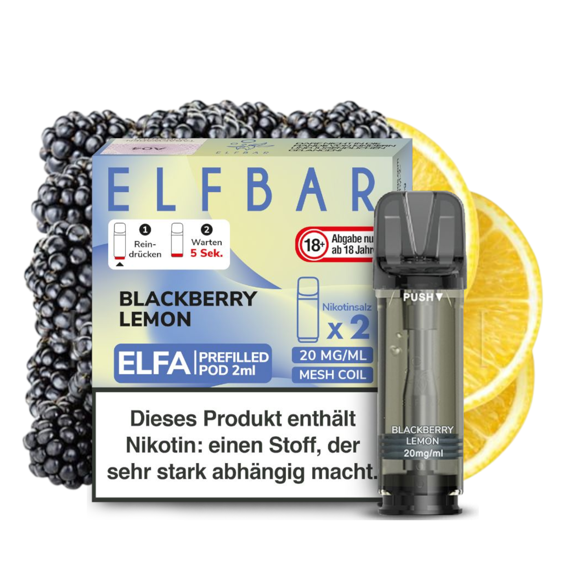 Elfbar kaufen - ELFA Pods Blackberry Lemon 2ml 2er Pack Elfbar kaufen - ELFA Pods Blackberry Lemon 2ml 2er Pack