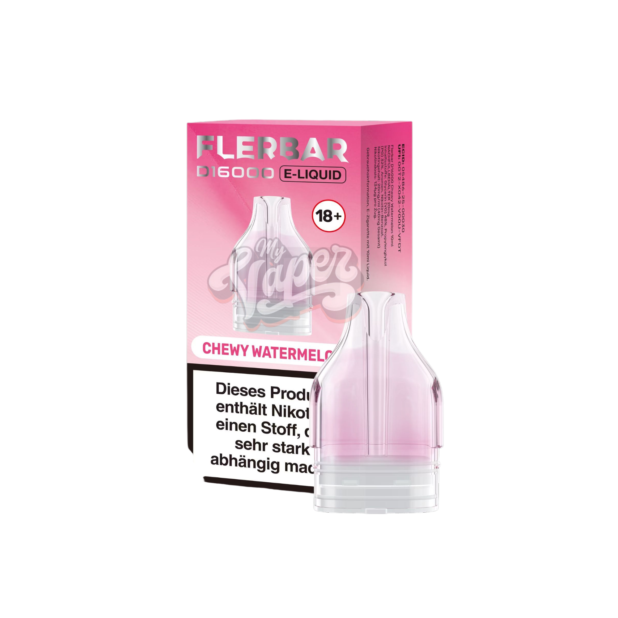 Flerbar - D16000 - 10ml - Nachfüllbehälter - 20mg - Chewy Watermelon