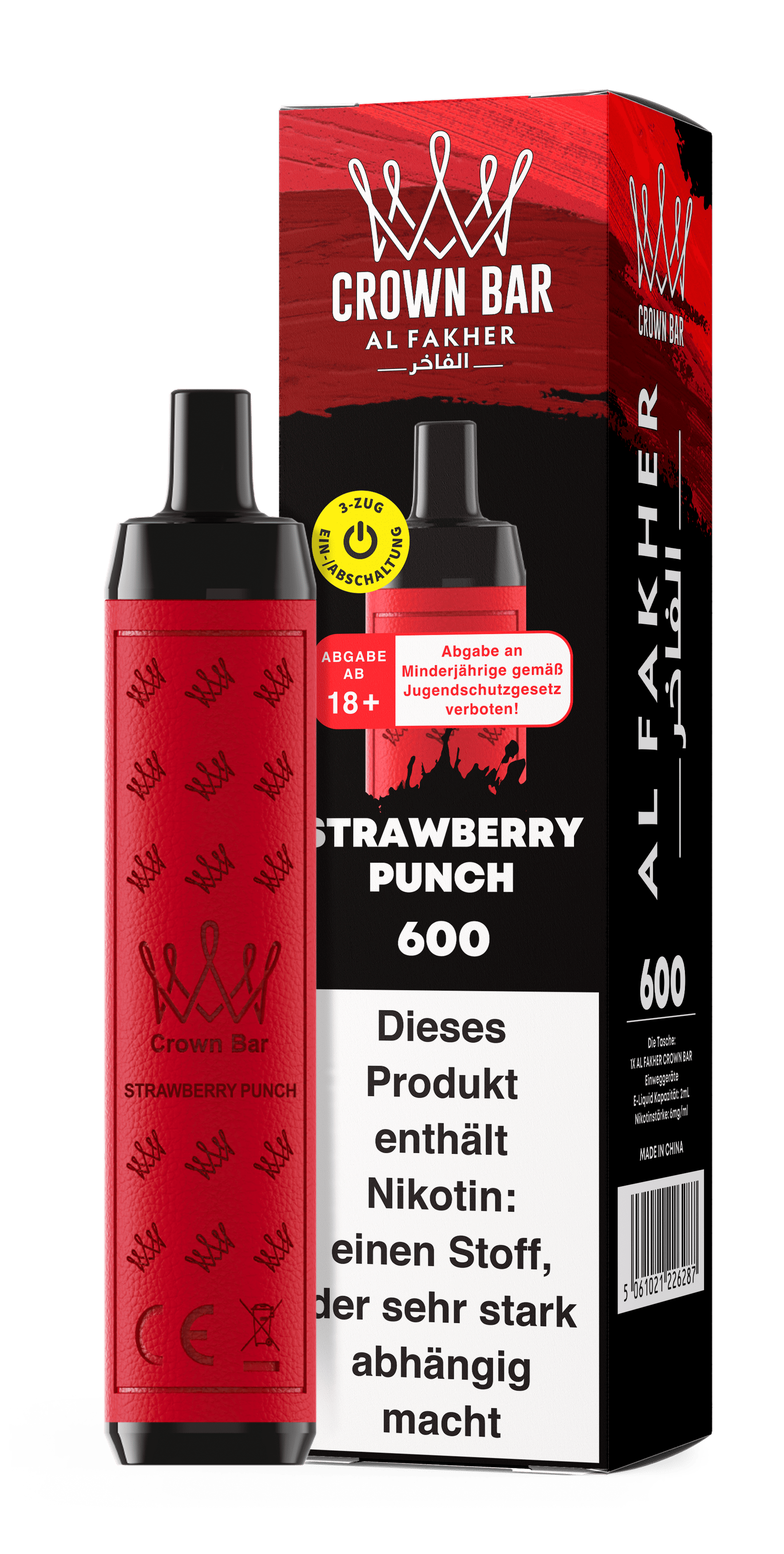 Al Fakher - Crown Bar - Einweg E-Zigarette - 2ml - 20mg - CP - Strawberry Punch
