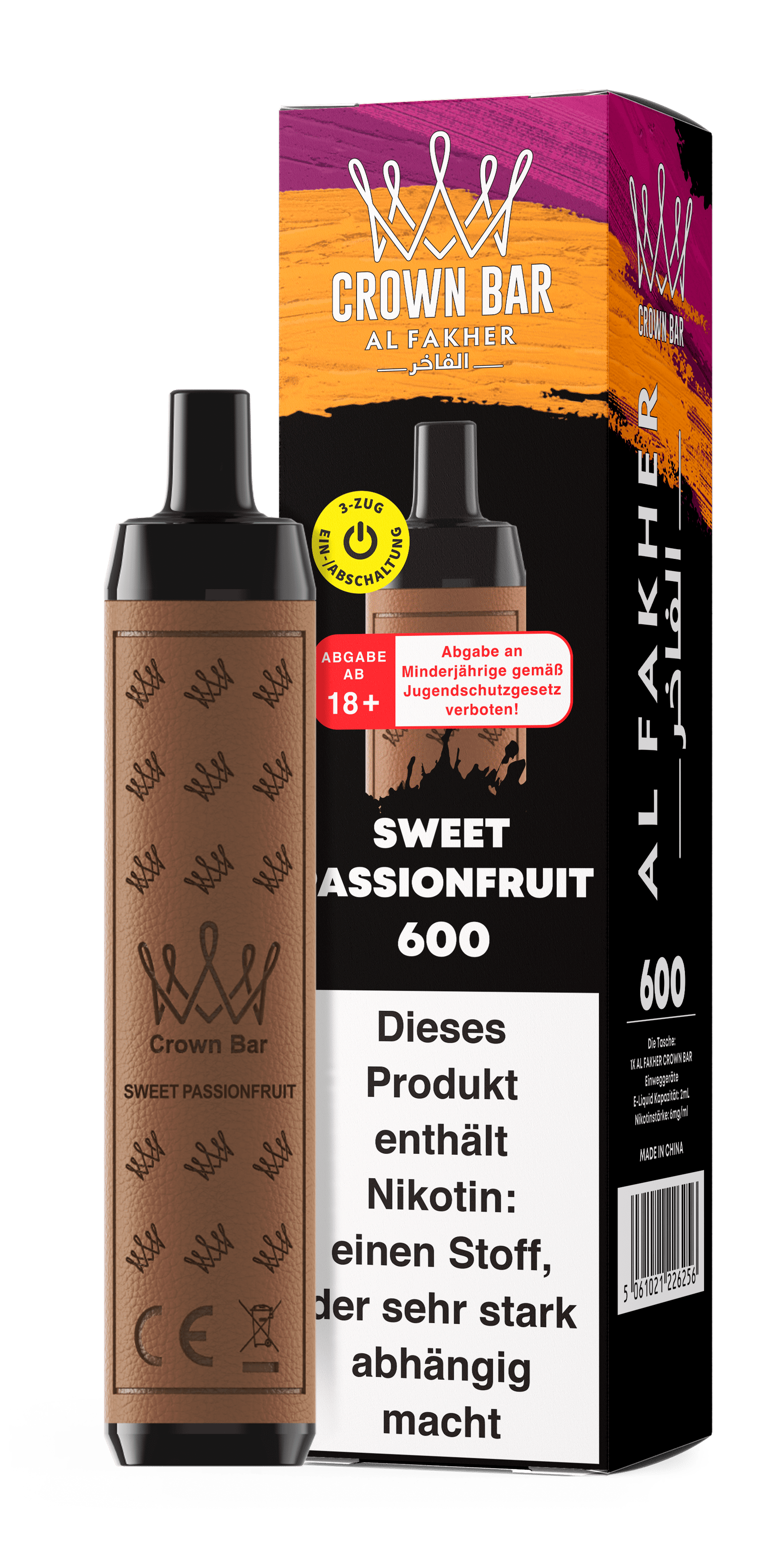 Al Fakher - Crown Bar - Einweg E-Zigarette - 2ml - 20mg - CP - Sweet Passionfruit