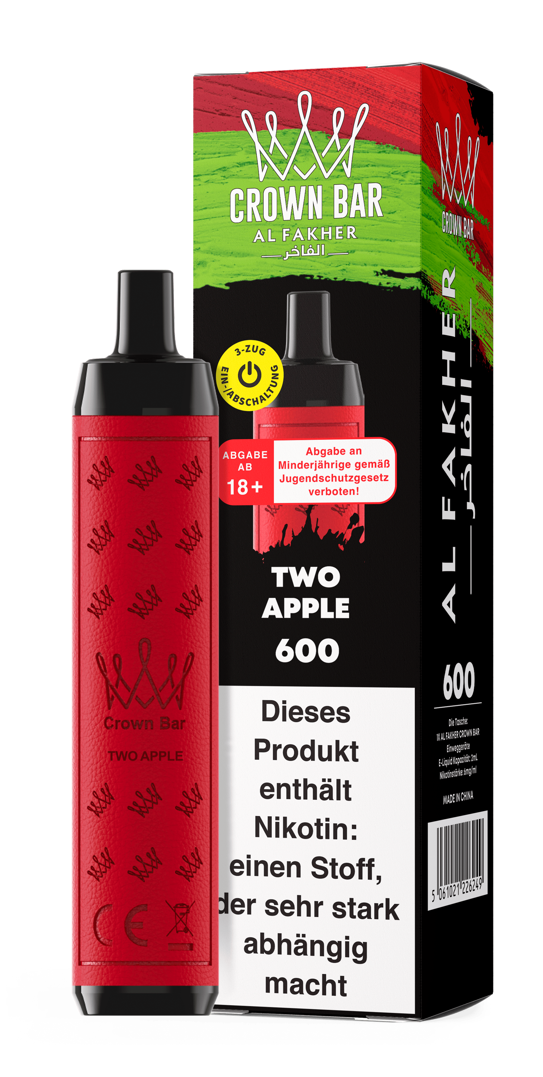 Al Fakher - Crown Bar - Einweg E-Zigarette - 2ml - 20mg - CP - Two Apple