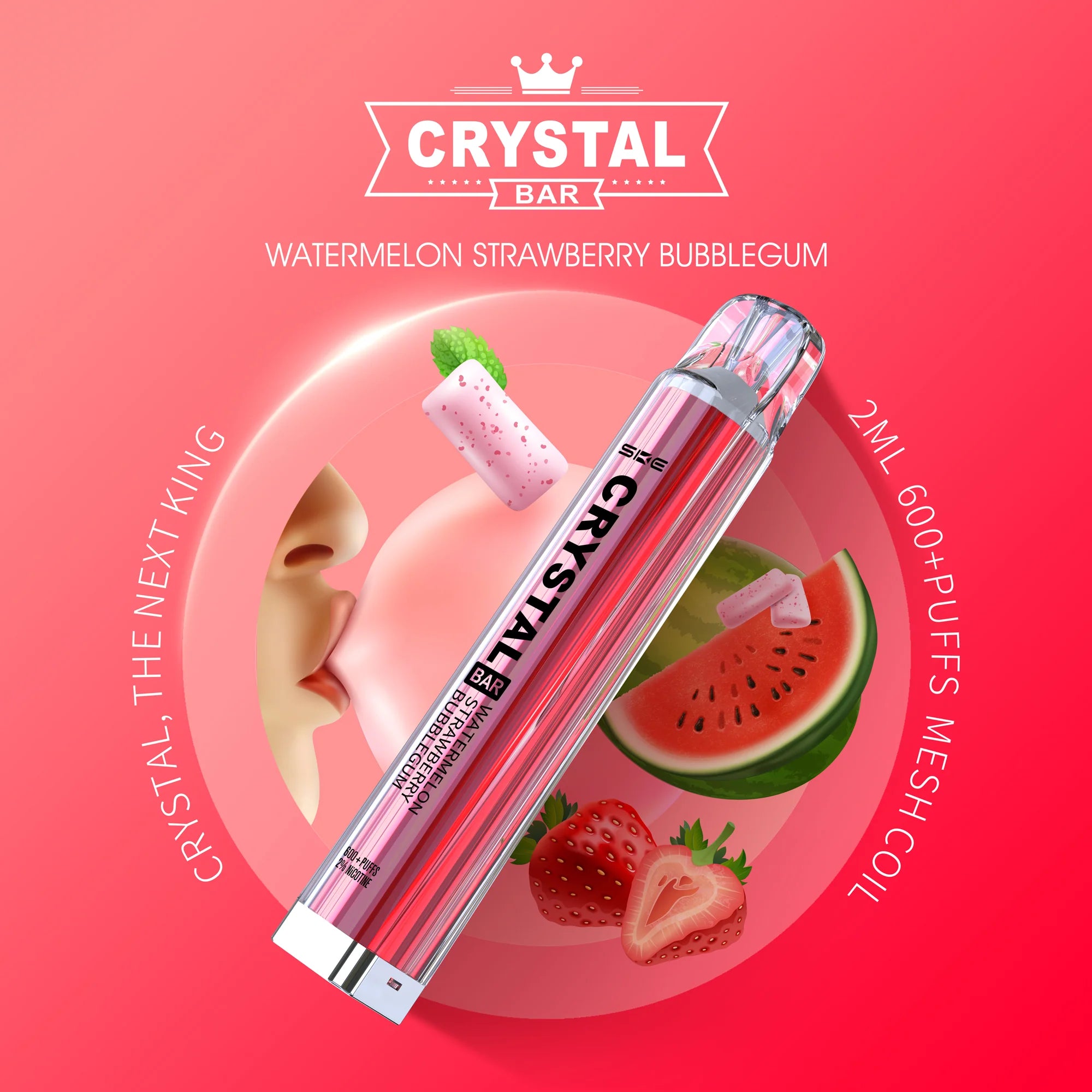 Crystal Bar SKE E-Vape | Watermelon Strawberry Bubblegum
