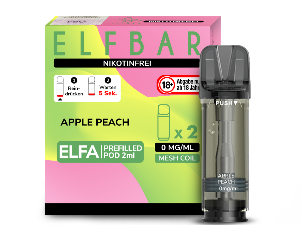 Nikotinfrei - Elfbar - ELFA - Prefilled Pod - Apple Peach - 2ml - 2er Pack