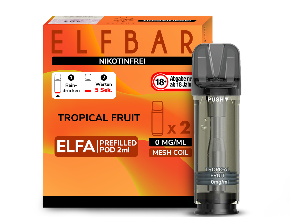 Nikotinfrei - Elfbar - ELFA - Prefilled Pod - Tropical Fruits - 2ml - 2er Pack