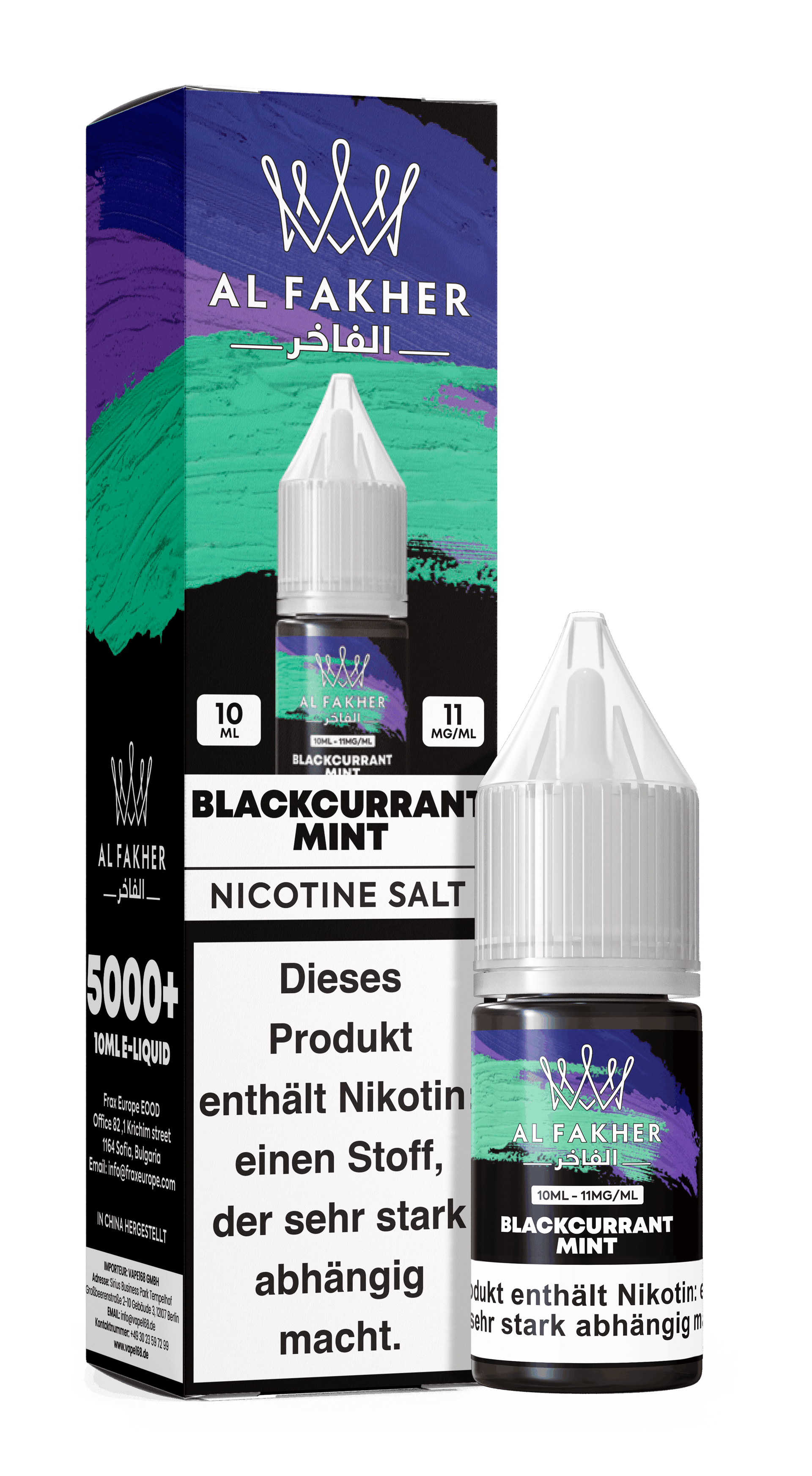 Al Fakher - Nikotinsalz-Liquid - 10ml - Blackcurrant Mint - 20mg