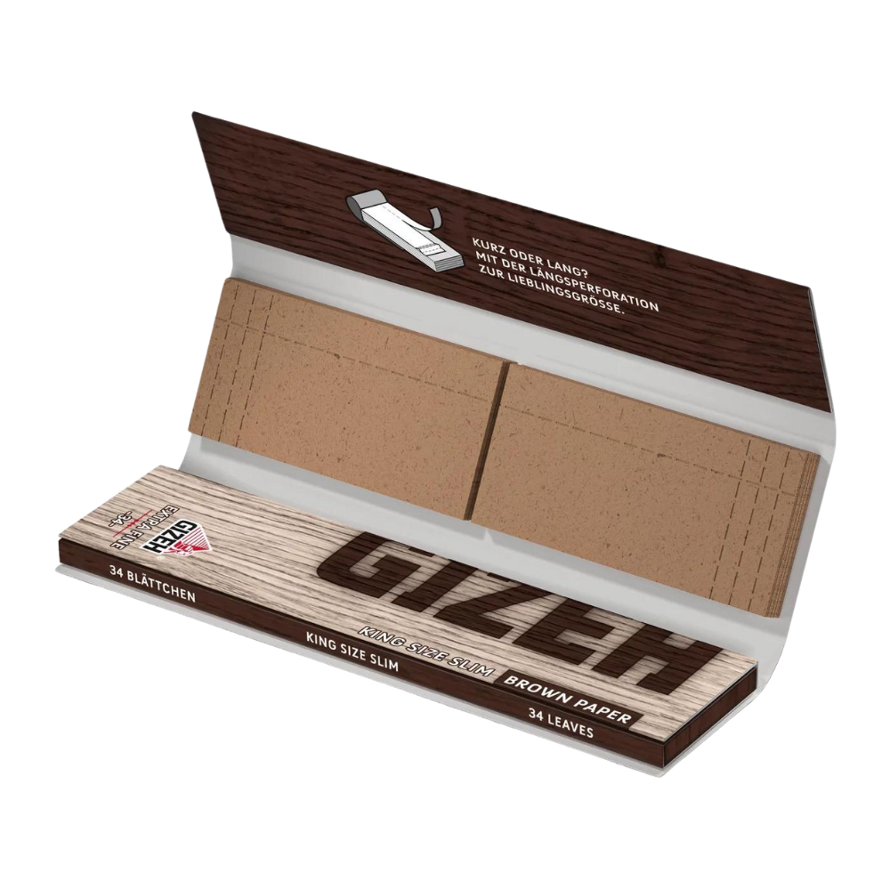 GIZEH - BROWN - KING SIZE SLIM - BLÄTTCHEN + TIPS - MAGNETVERSCHLUSS - 34 BLÄTTCHEN