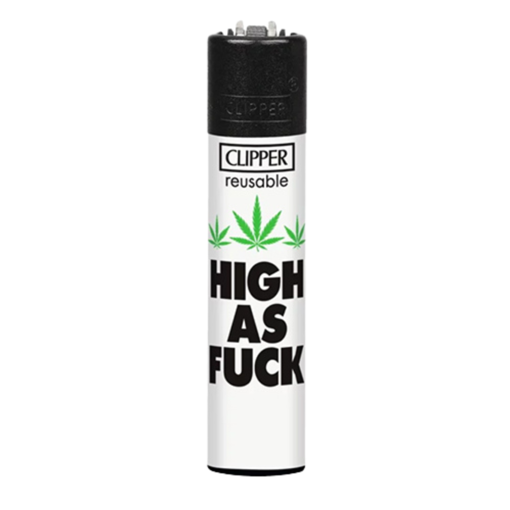 CLIPPER - FEUERZEUG - WEED SLOGAN - 2V4 HIGH AF - WIEDERVERWENDBAR