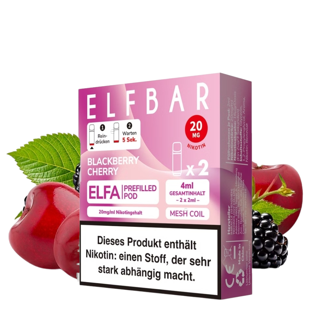 Elfbar - ELFA - Prefilled Pod - 2ml - 2er Pack - Blackberry Cherry - 20mg