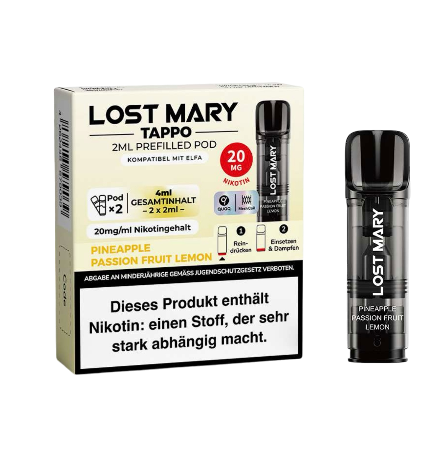 LOST MARY - PREFILLED POD - TAPPO - PINEAPPLE PASSION FRUIT LEMON - 20MG