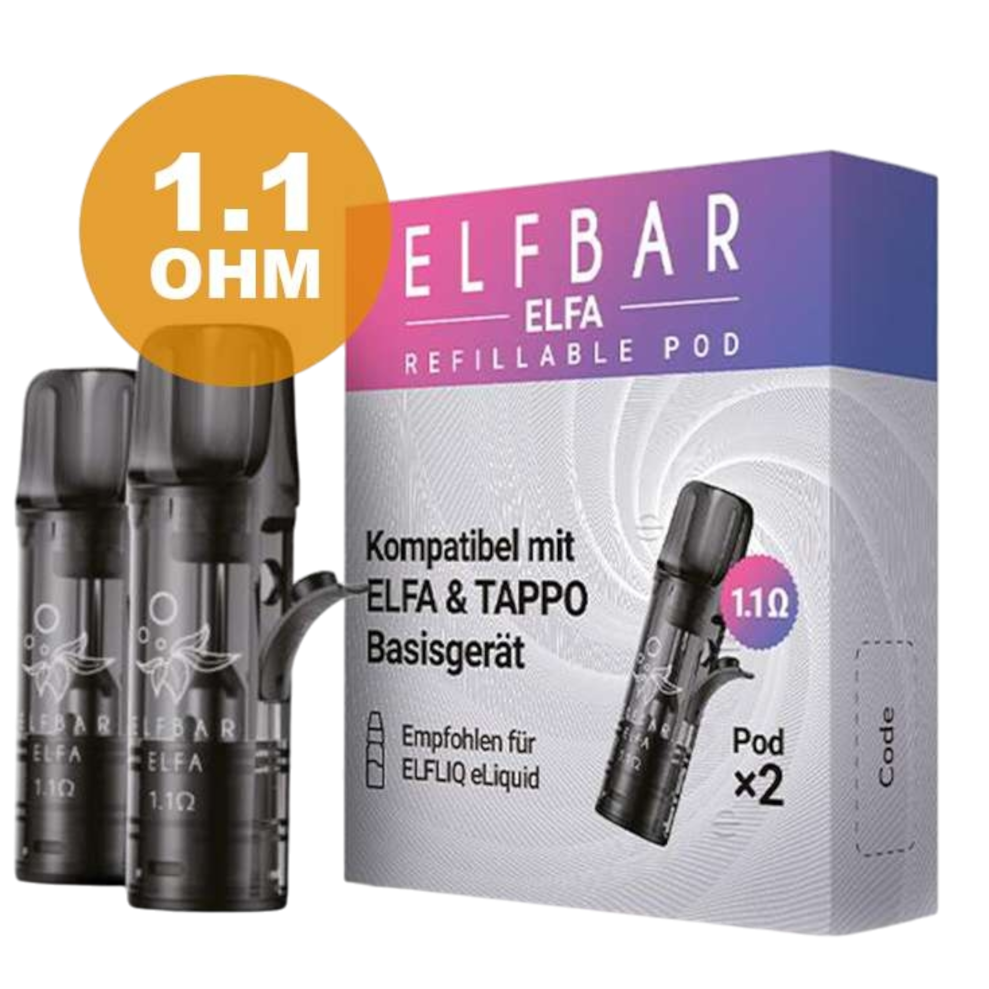 Elfbar - ELFA - Leerpods - 1.1 Ohm - 2ml - 2er Paket