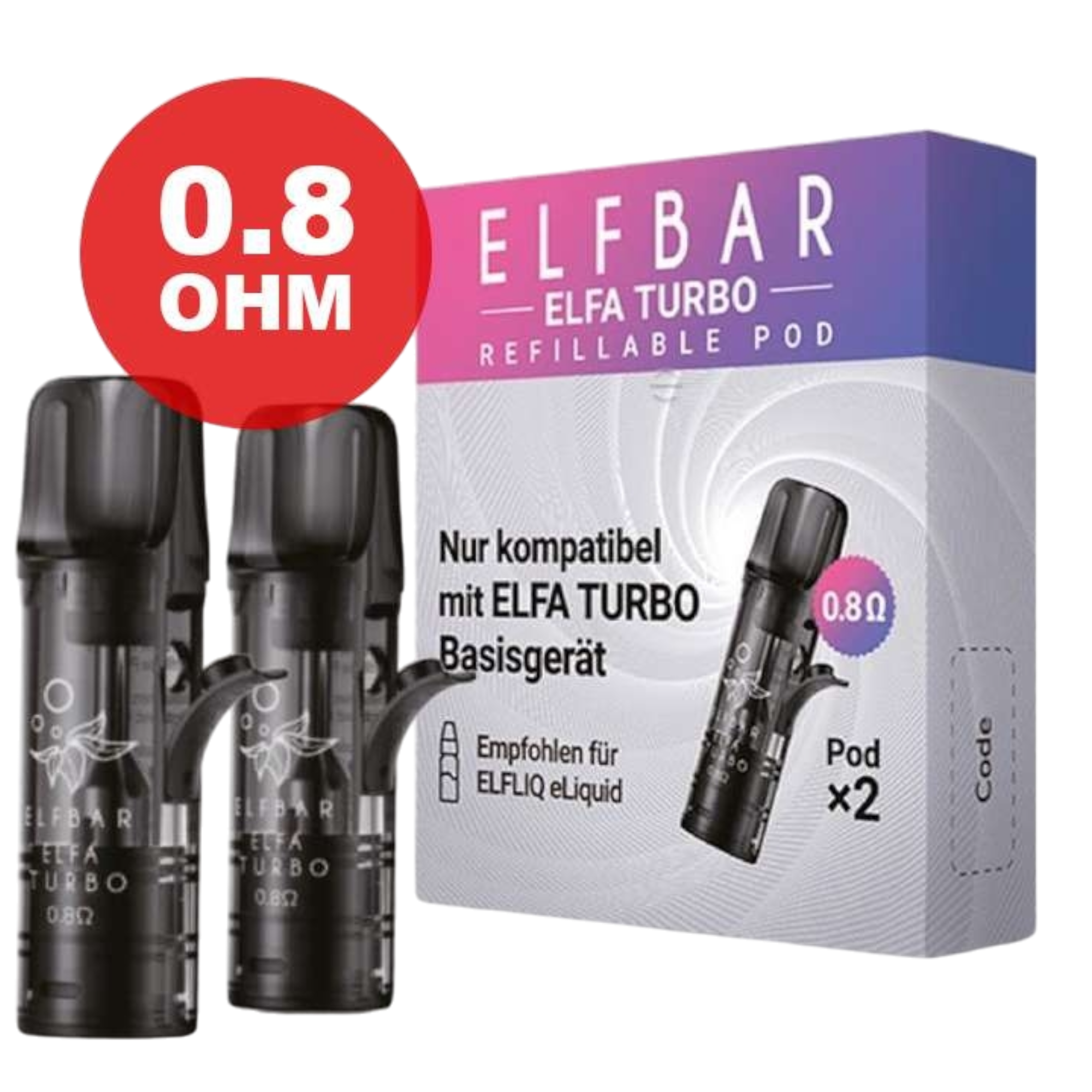 Elfbar - ELFA TURBO Leerpods 0.8 Ohm - 2ml - 2er Paket