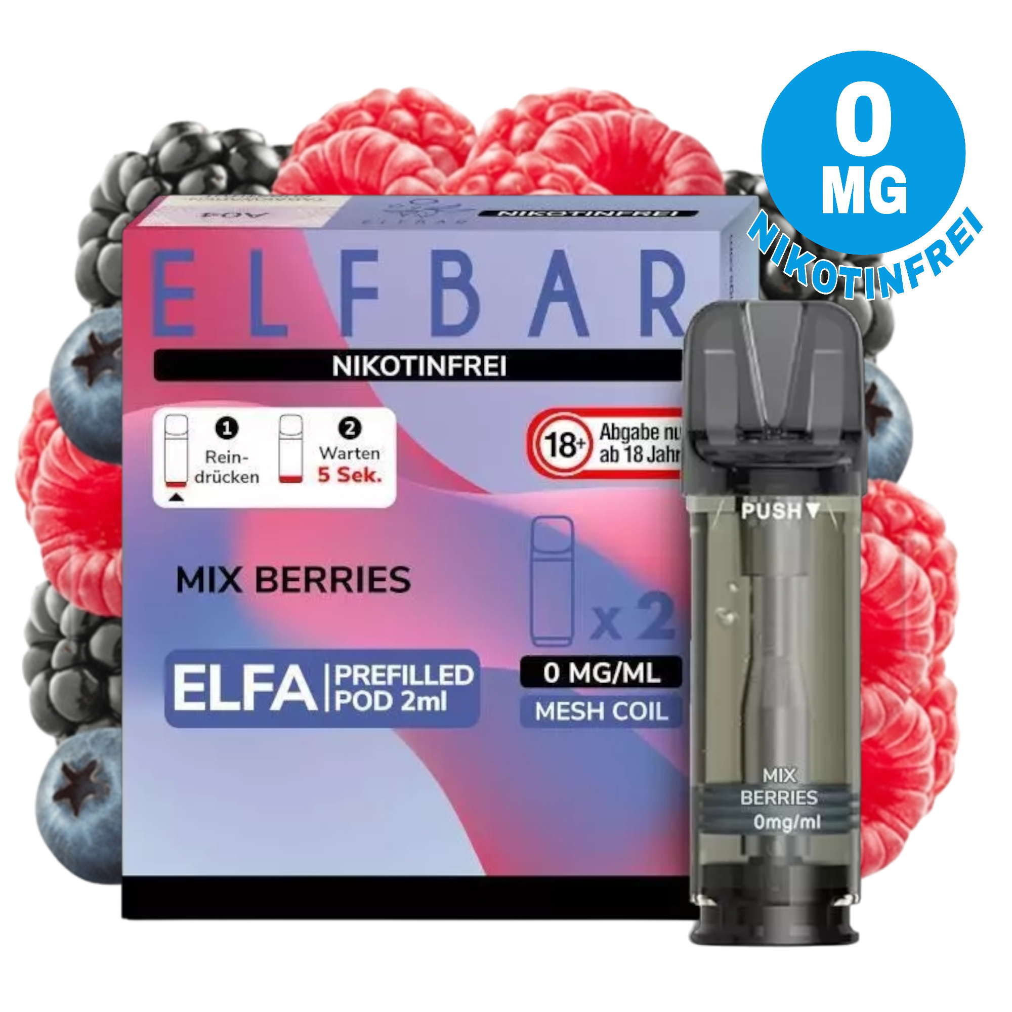 Nikotinfrei - Elfbar - ELFA - Mix Berries - 2ml - 2er Pack