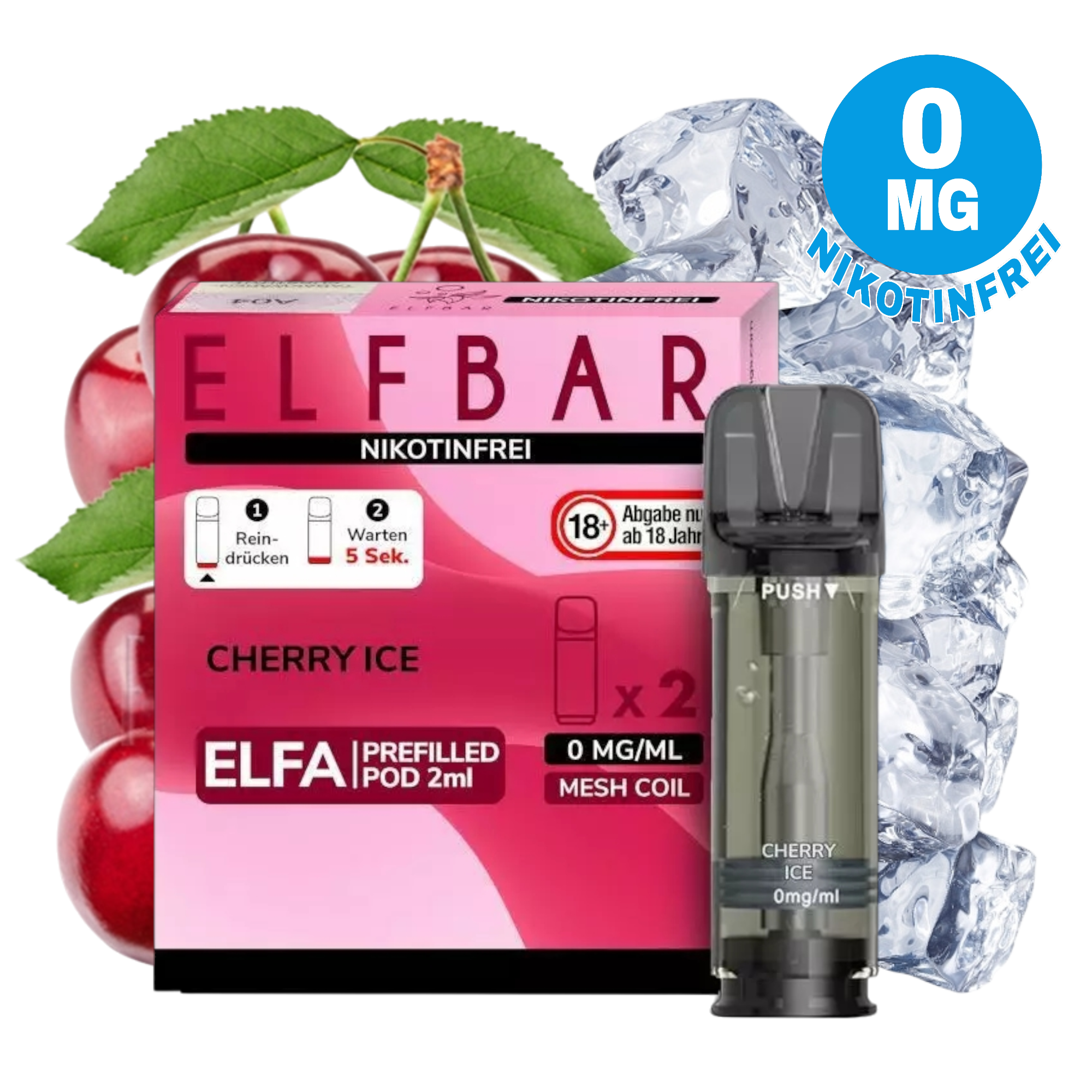 Nikotinfrei - Elfbar - ELFA - Cherry Ice - 2ml - 2er Pack