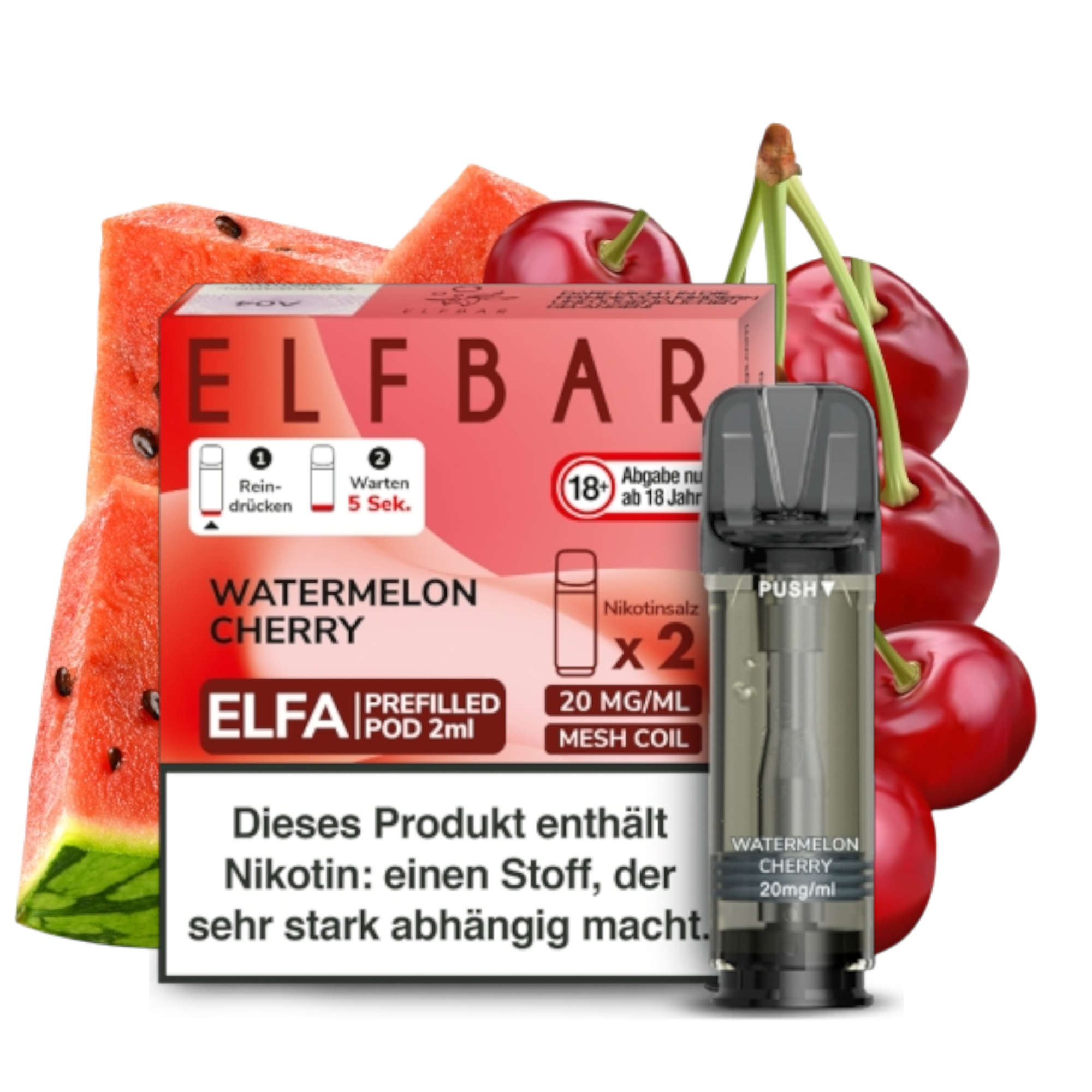 ELFBAR ELFA Watermelon Cherry 20mg Nikotin 2er Pack