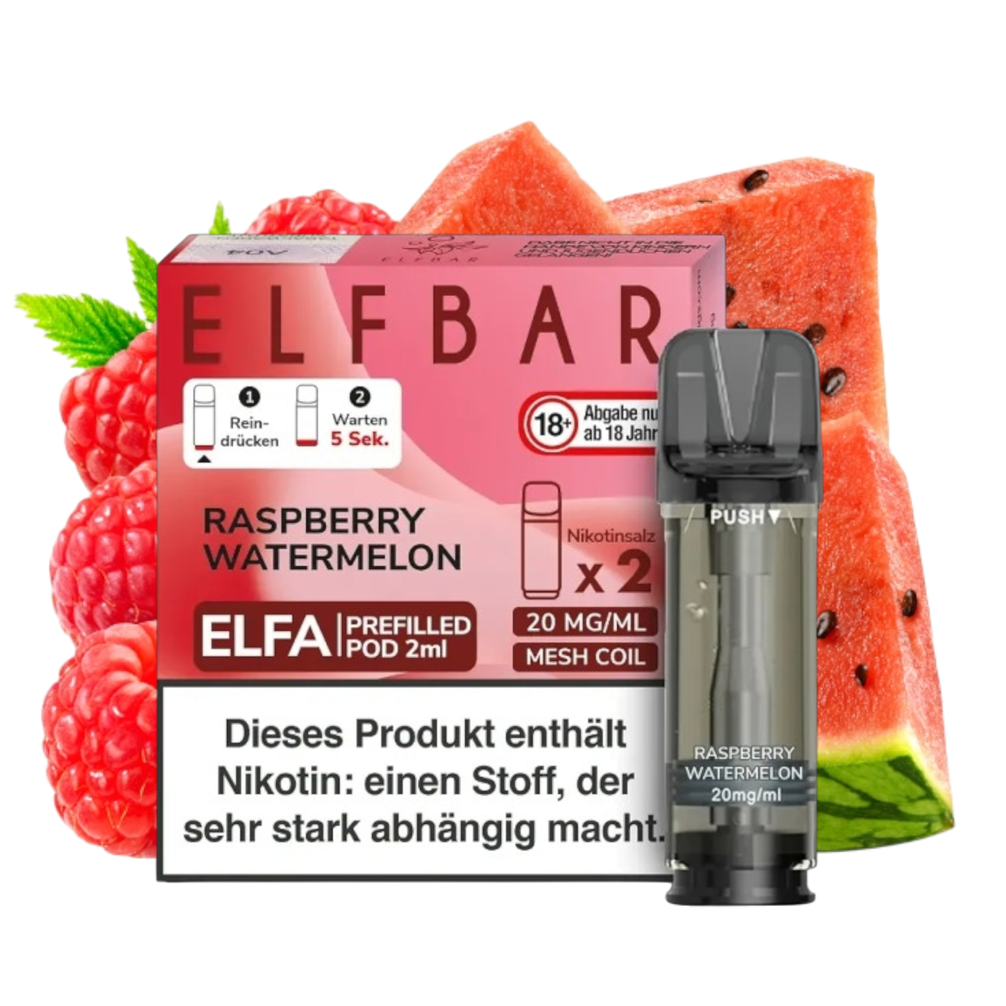 ELFBAR ELFA Raspberry Watermelon 20mg Nikotin 2er Pack