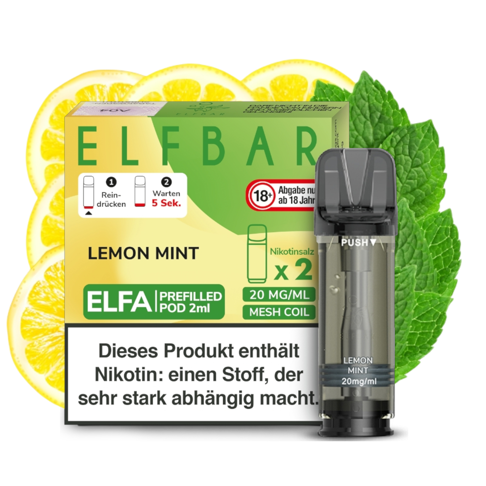 ELFBAR ELFA Lemon Mint 20mg Nikotin 2er Pack