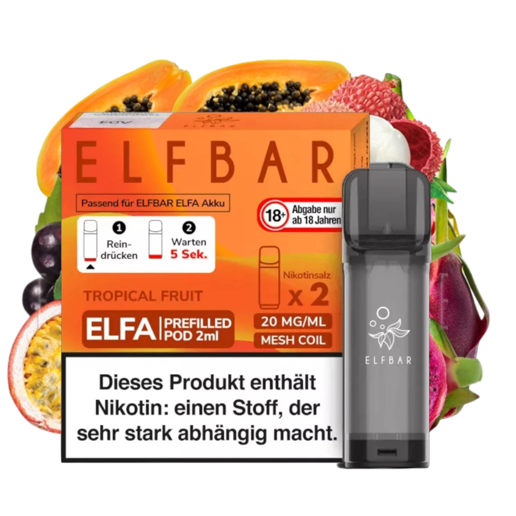 ELFBAR ELFA Tropical Fruits 20mg Nikotin 2er Pack