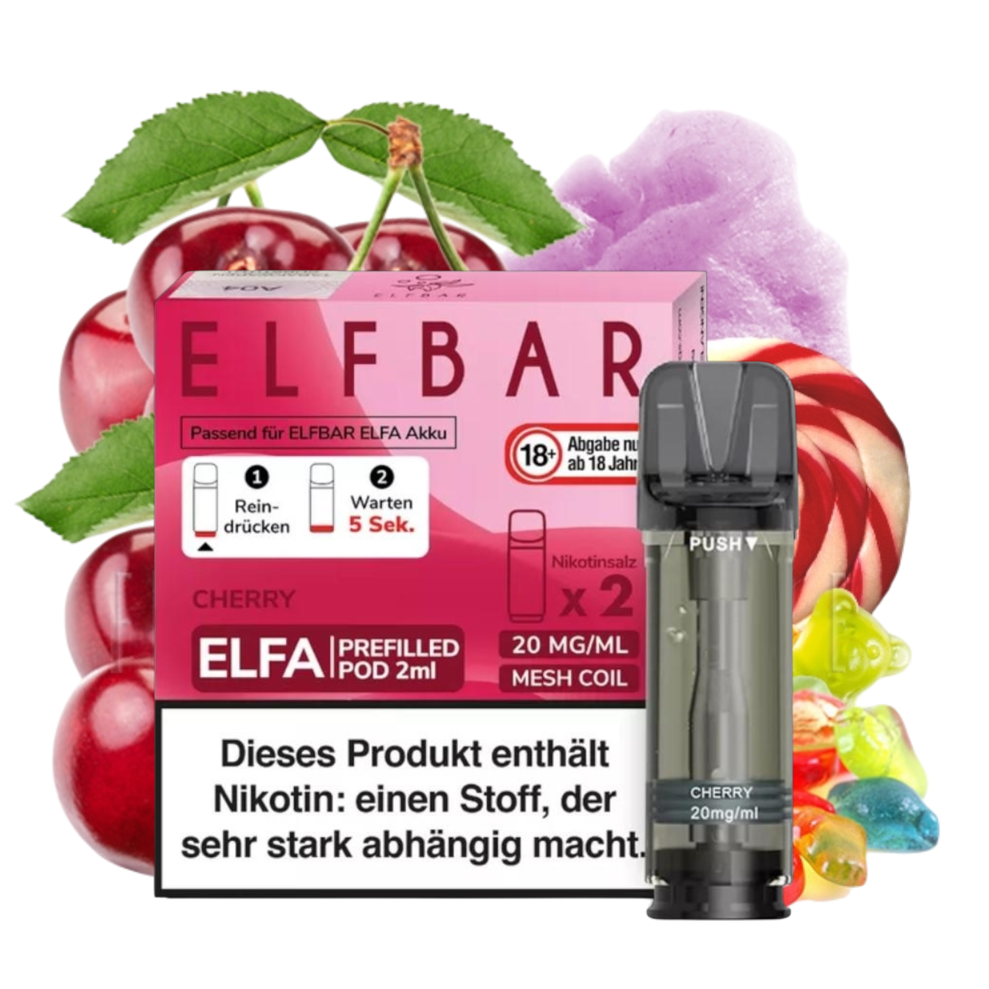 ELFBAR ELFA Cherry 20mg Nikotin 2er Pack