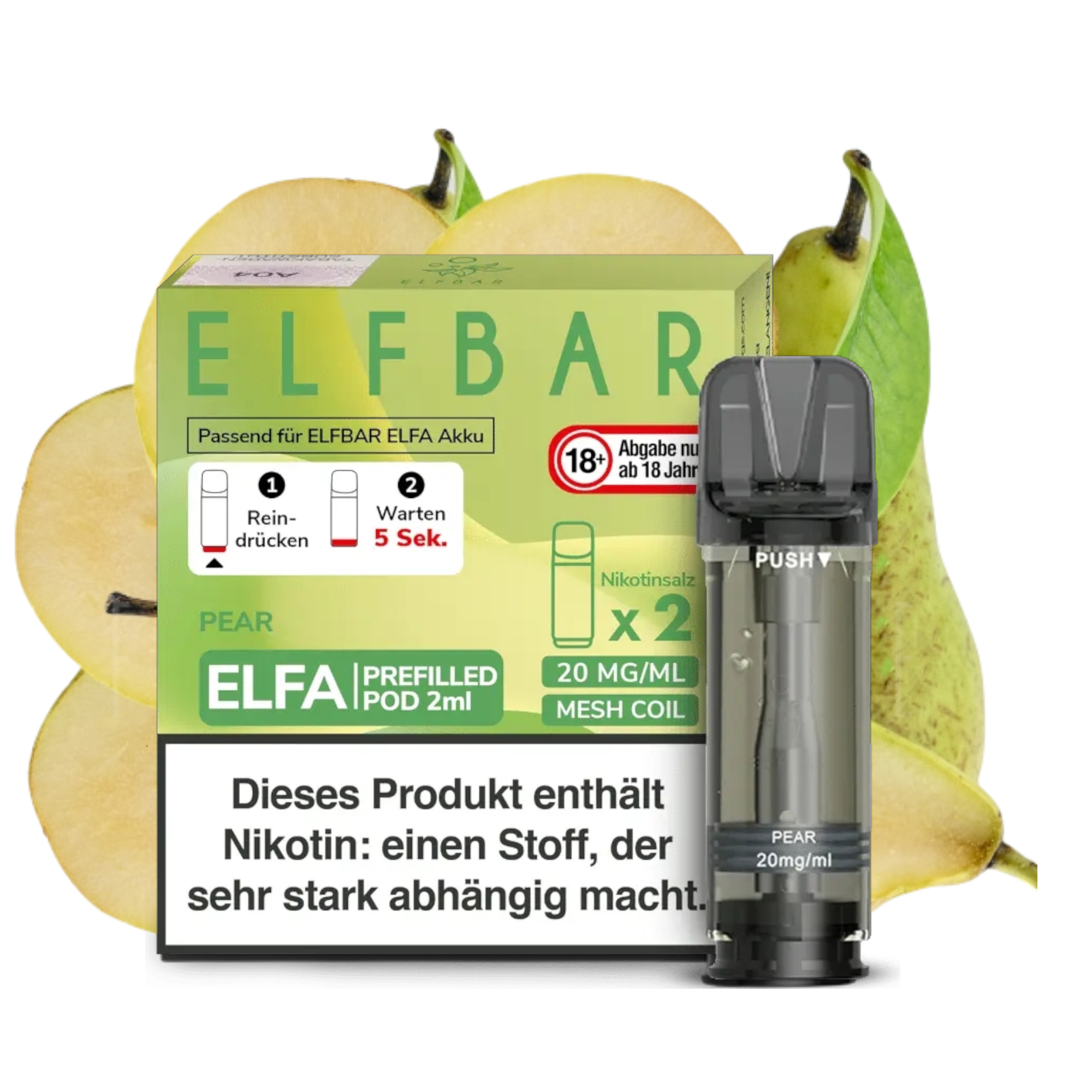 ELFBAR ELFA PEAR 20MG NIKOTIN 2ER PACK