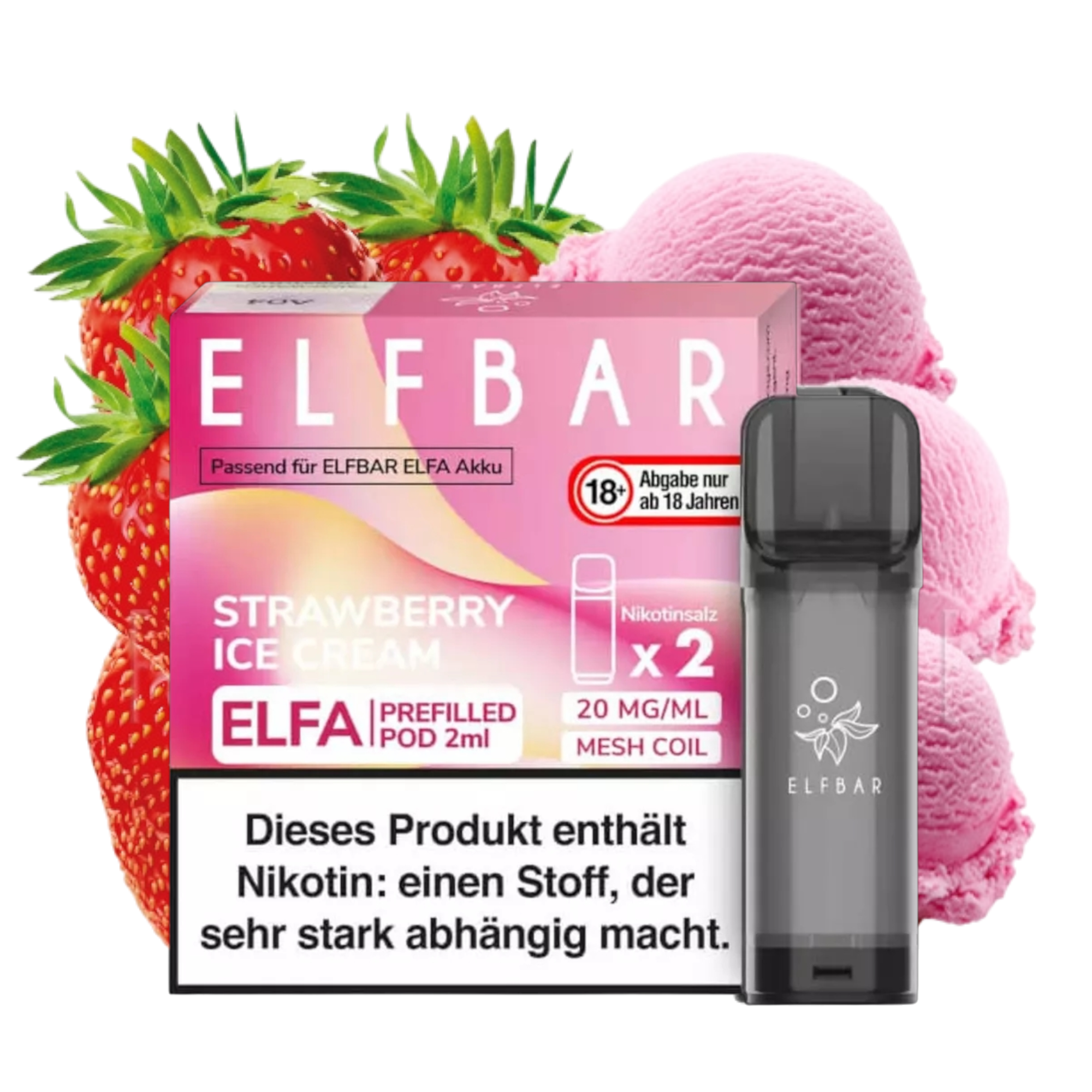 ELFBAR ELFA Strawberry Ice Cream 20mg Nikotin 2er Pack