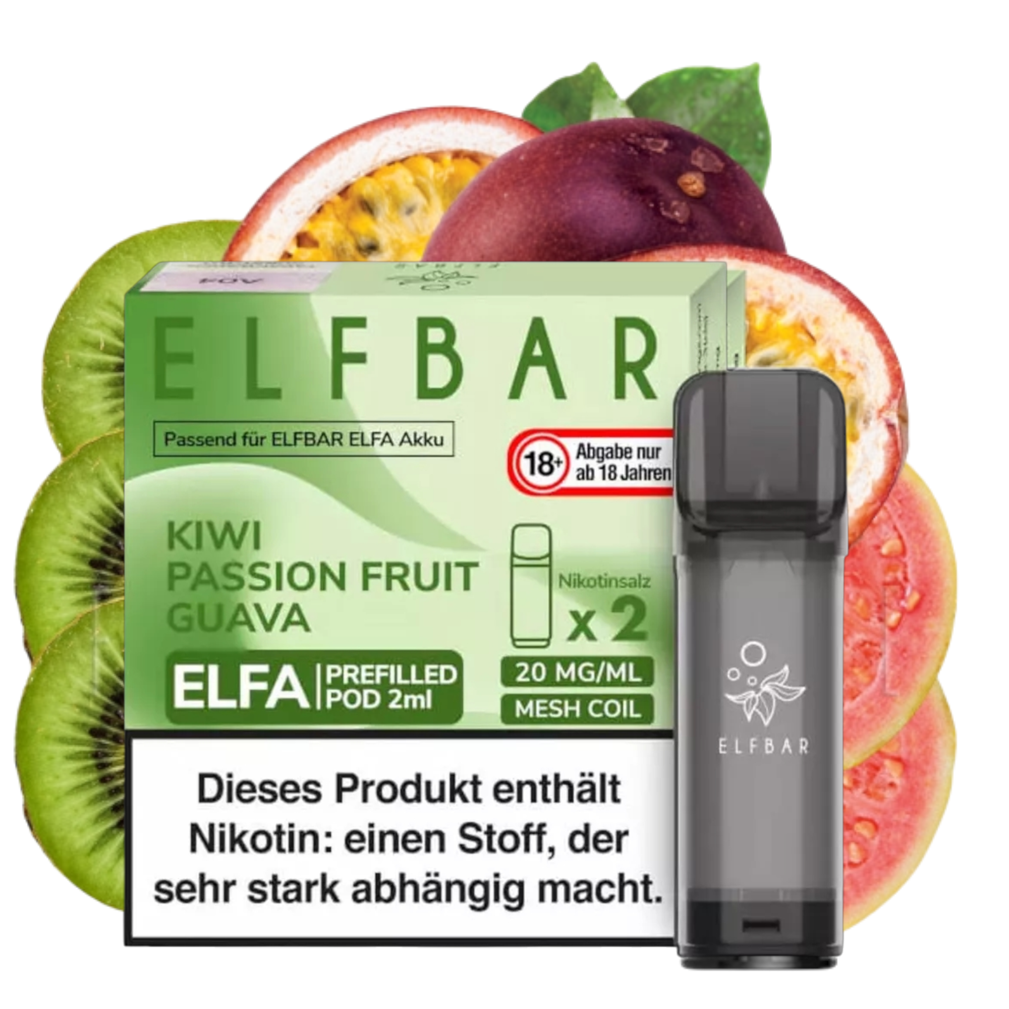 ELFBAR ELFA Kiwi Passion Fruit Guava 20mg Nikotin 2er Pack