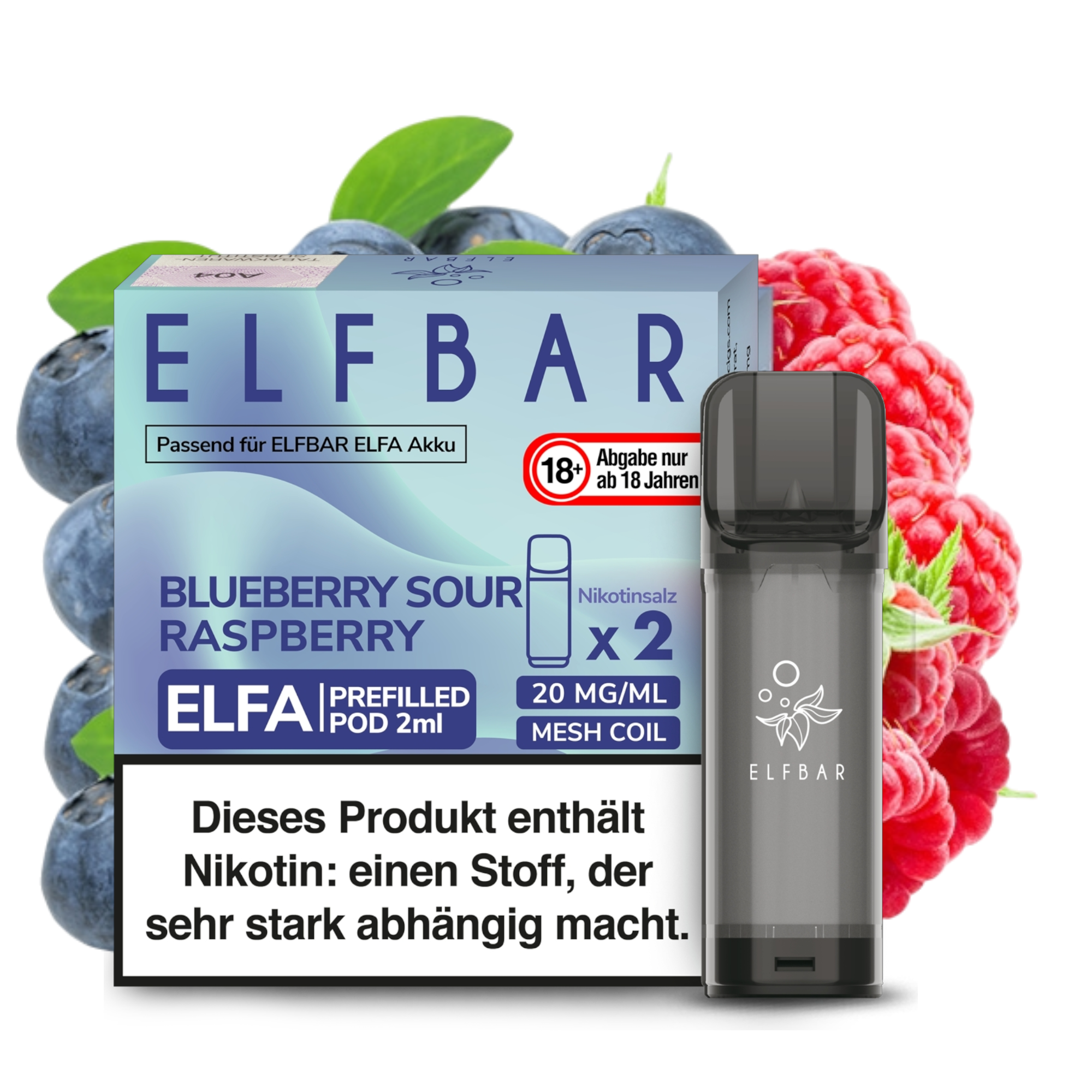 ELFBAR ELFA Blueberry Sour Raspberry 20mg Nikotin 2er Pack