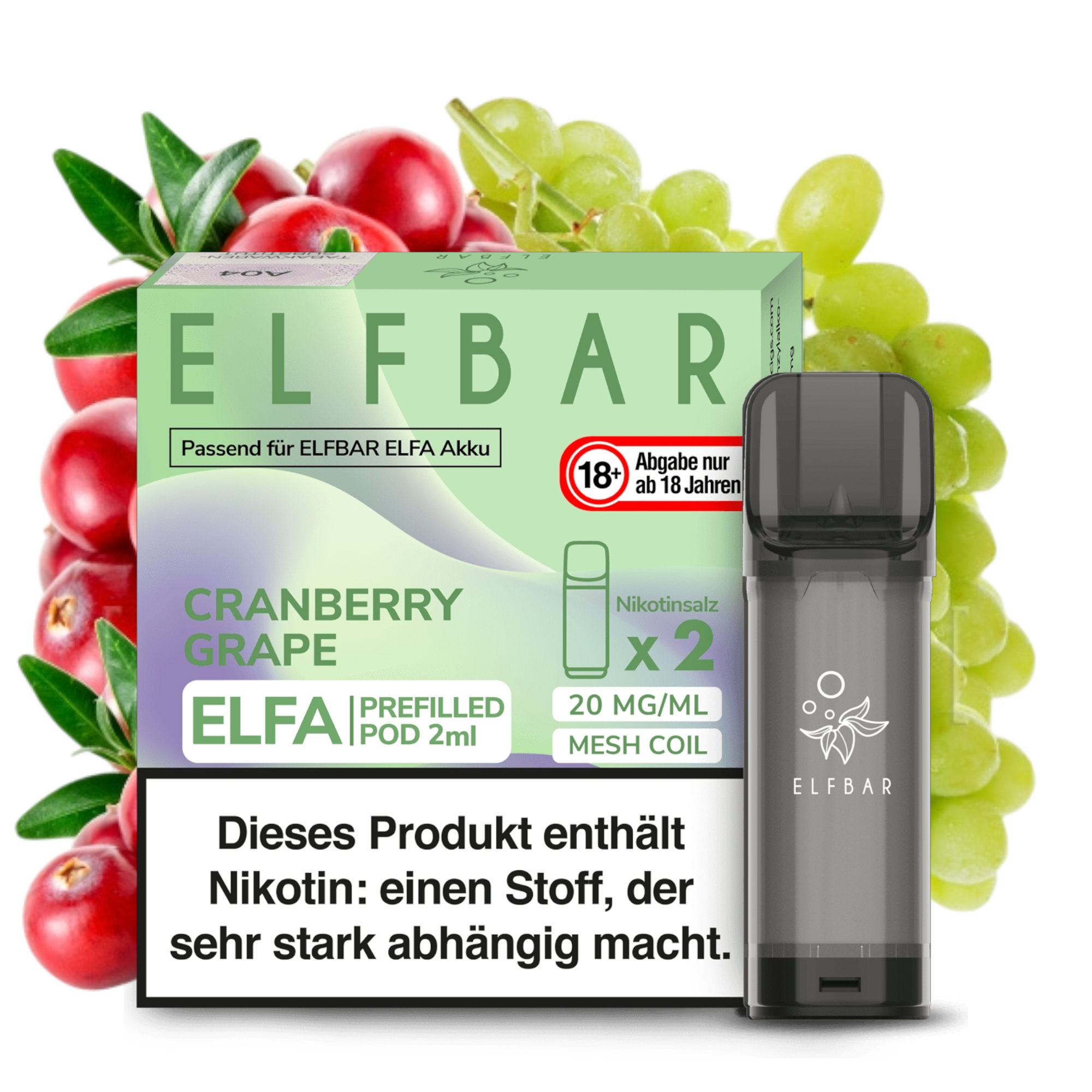 ELFBAR ELFA Cranberry Grape 20mg Nikotin 2er Pack