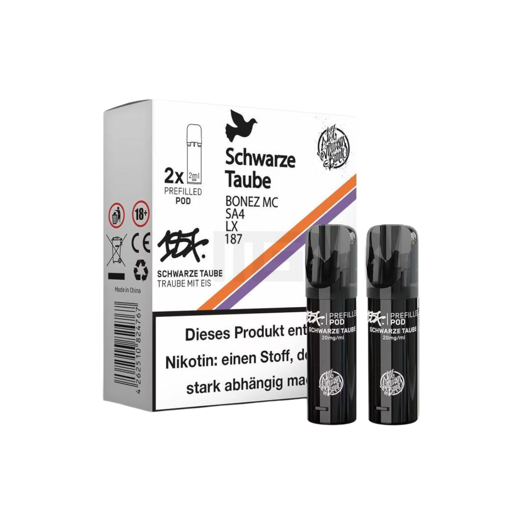 187 Straßenbande - Prefilled Pod Schwarze Traube - 2ml - 2er Pack