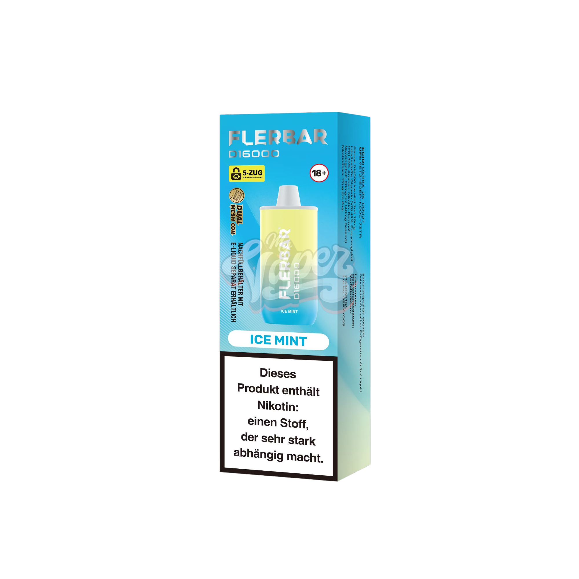 Flerbar - D16000 - 2ml - Einweg E-Zigarette - 20mg - Ice Mint