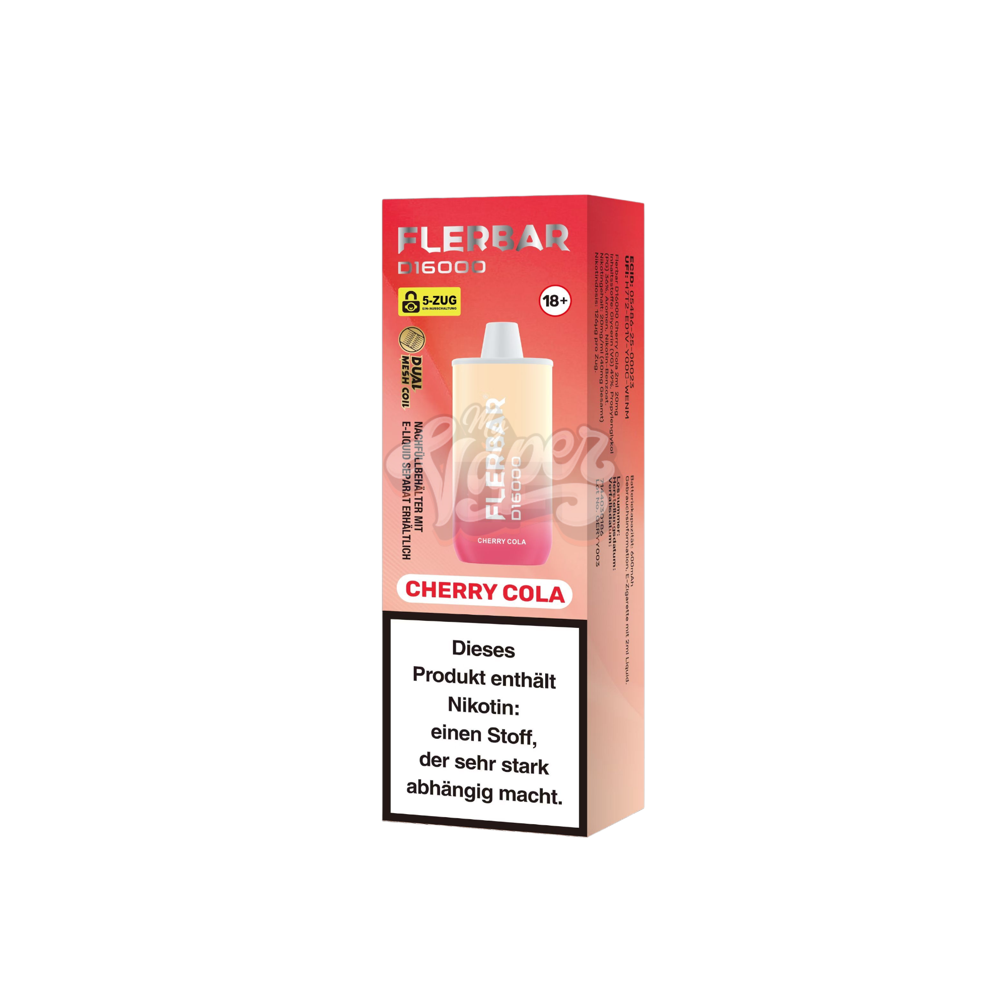 Flerbar - D16000 - 2ml - Einweg E-Zigarette - 20mg - Cherry Cola
