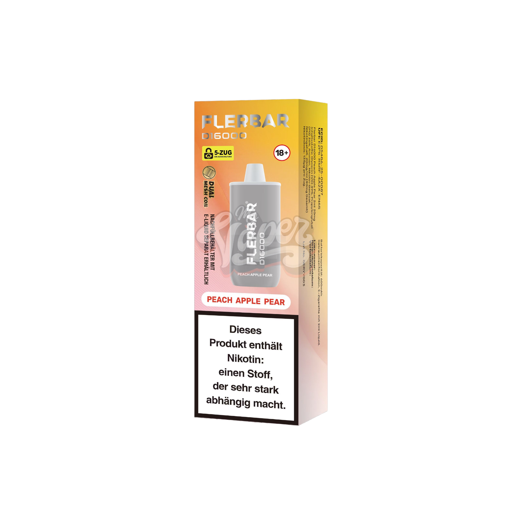 Flerbar - D16000 - 2ml - Einweg E-Zigarette - 20mg - Peach Apple Pear