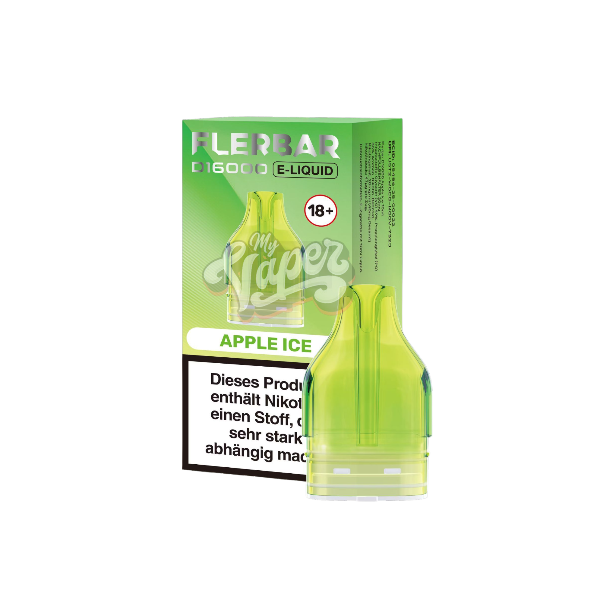 Flerbar - D16000 - 10ml - Nachfüllbehälter - 20mg - Apple Ice
