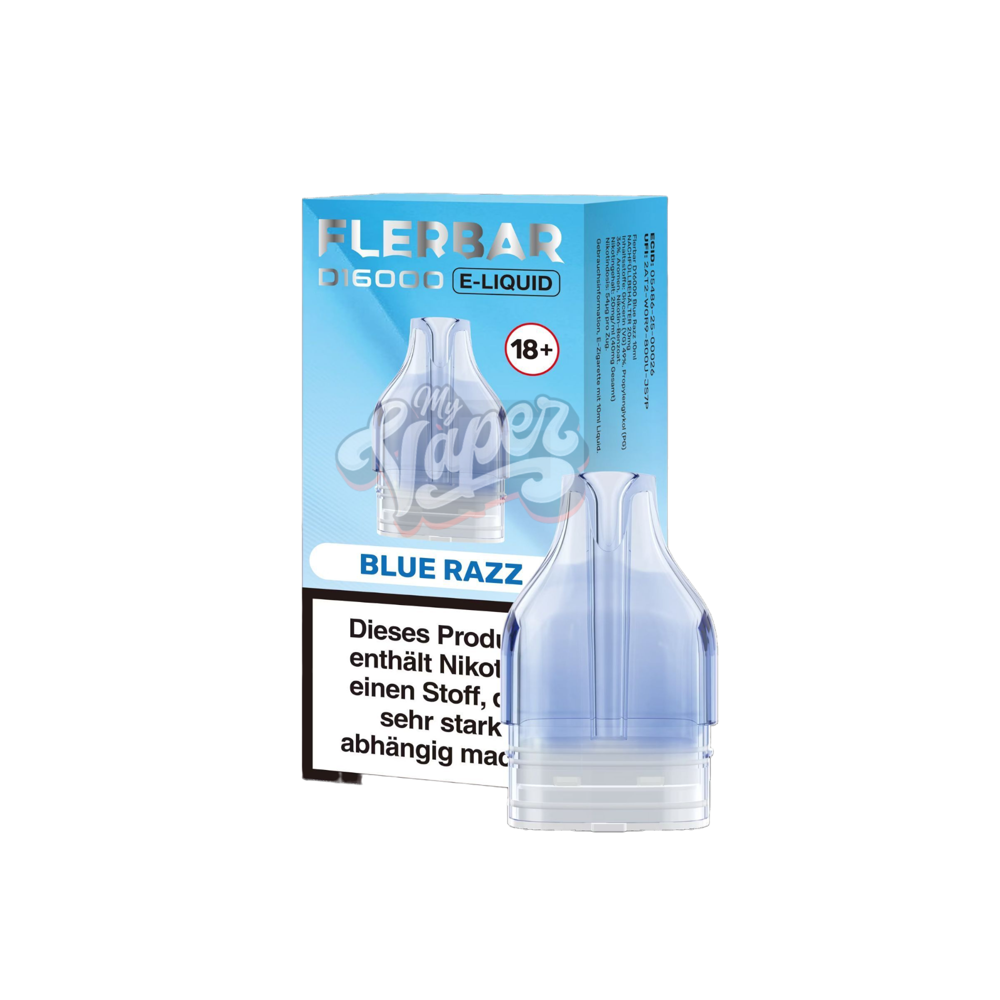 Flerbar - D16000 - 10ml - Nachfüllbehälter - 20mg - Blue Razz