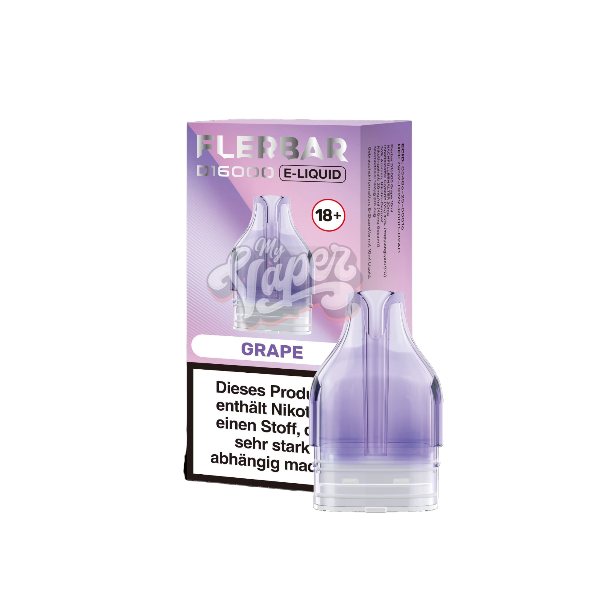 Flerbar - D16000 - 10ml - Nachfüllbehälter - 20mg - Grape