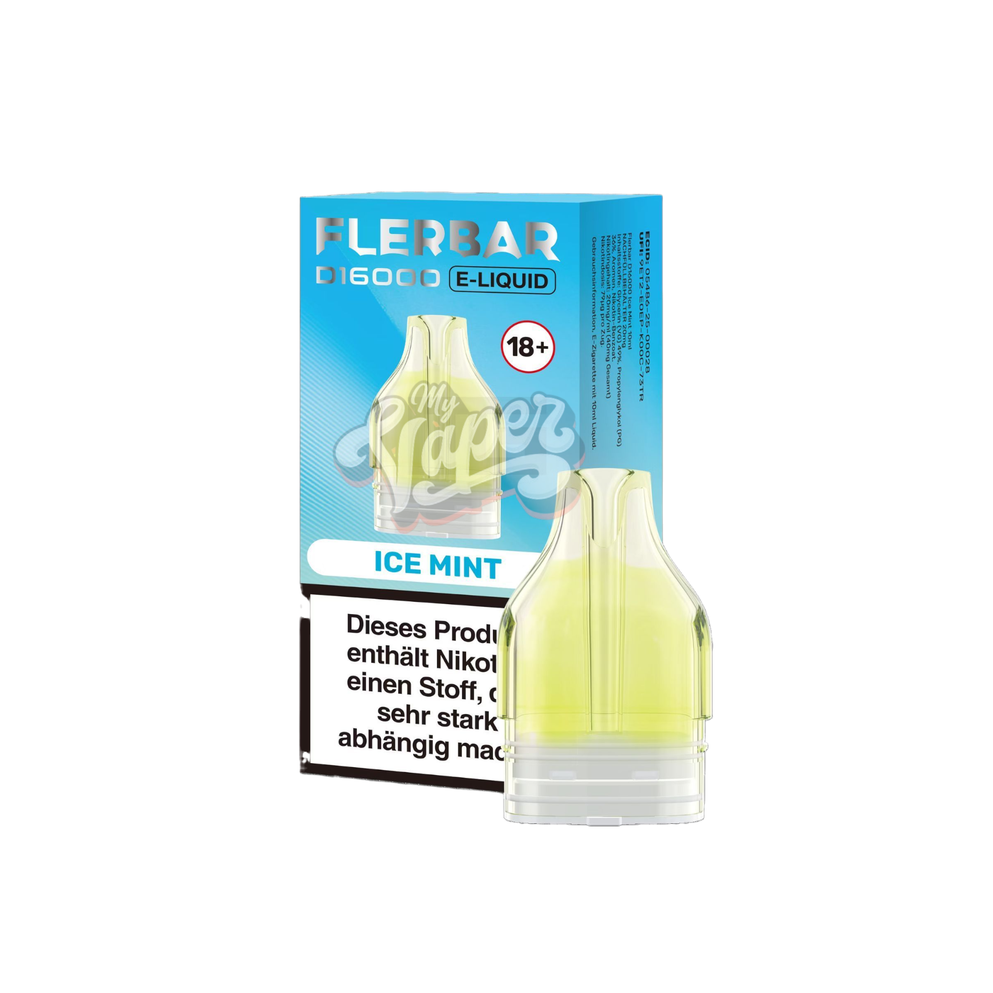 Flerbar - D16000 - 10ml - Nachfüllbehälter - 20mg - Ice Mint