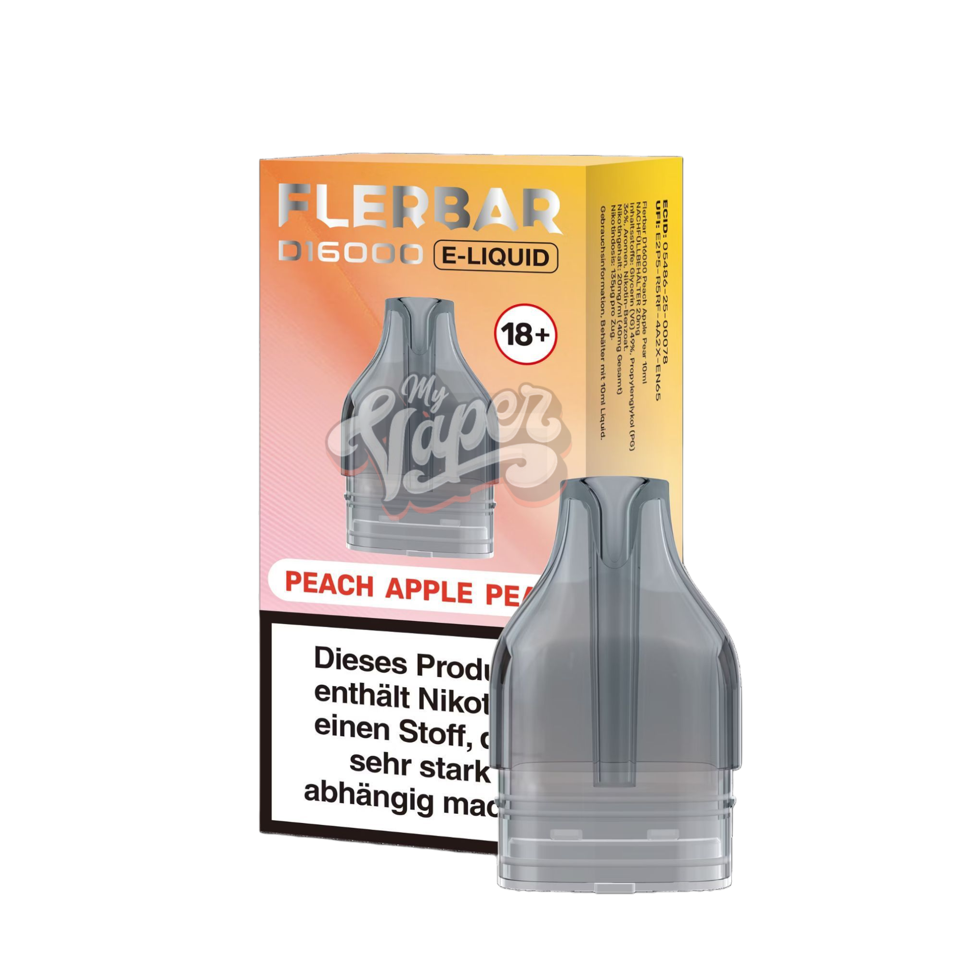 Flerbar - D16000 - 10ml - Nachfüllbehälter - 20mg - Peach Apple Pear