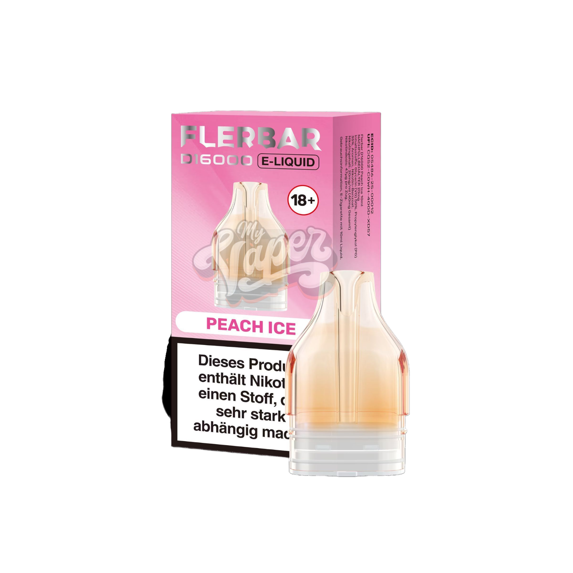 Flerbar - D16000 - 10ml - Nachfüllbehälter - 20mg - Peach Ice