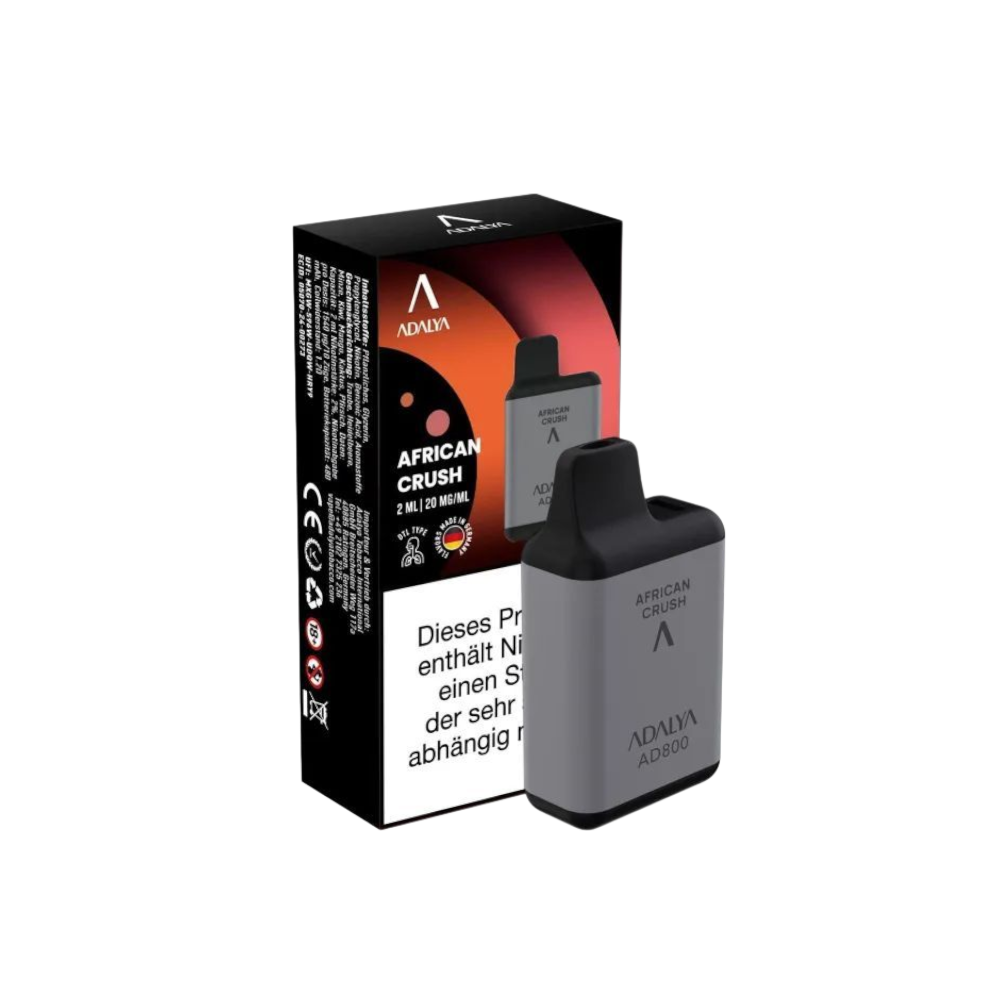 Adalya - AD800 Einweg Vape - 20mg - African Crush