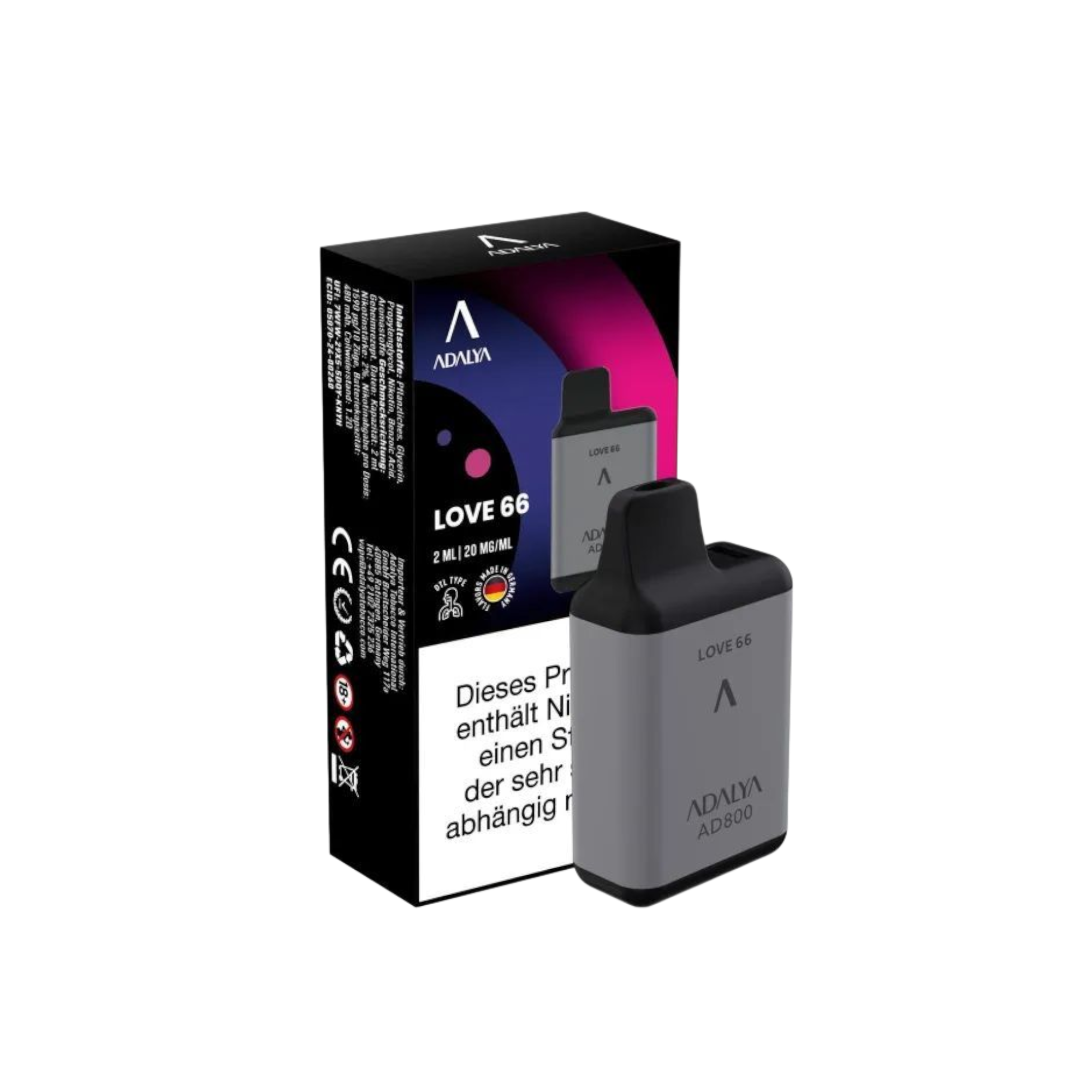 Adalya - AD800 Einweg Vape - 20mg - Love 66