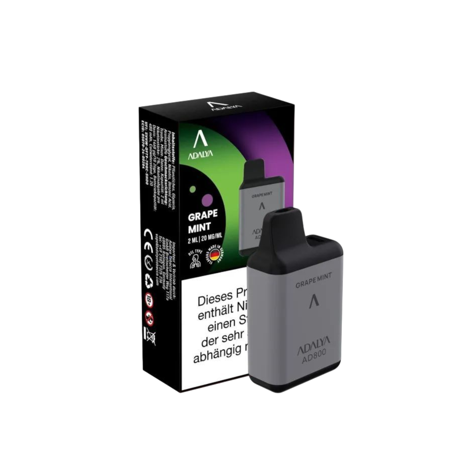 Adalya - AD800 Einweg Vape - 20mg - Grape Mint