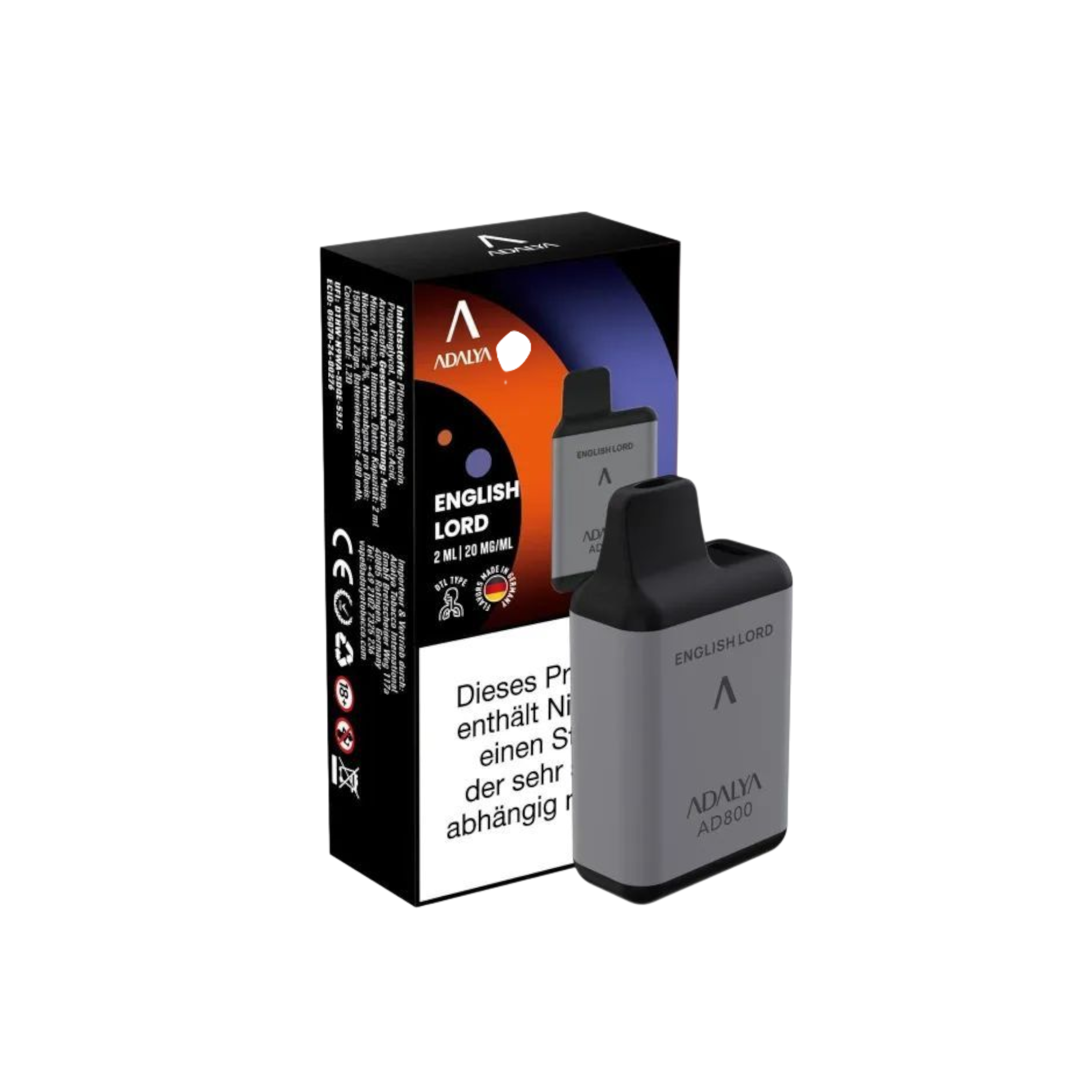 Adalya - AD800 Einweg Vape - 20mg - English Lord