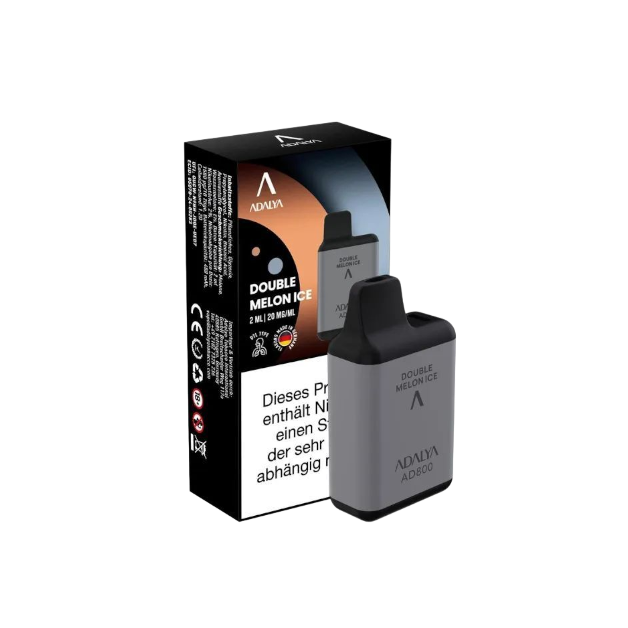 Adalya - AD800 Einweg Vape - 20mg - Double Melon Ice