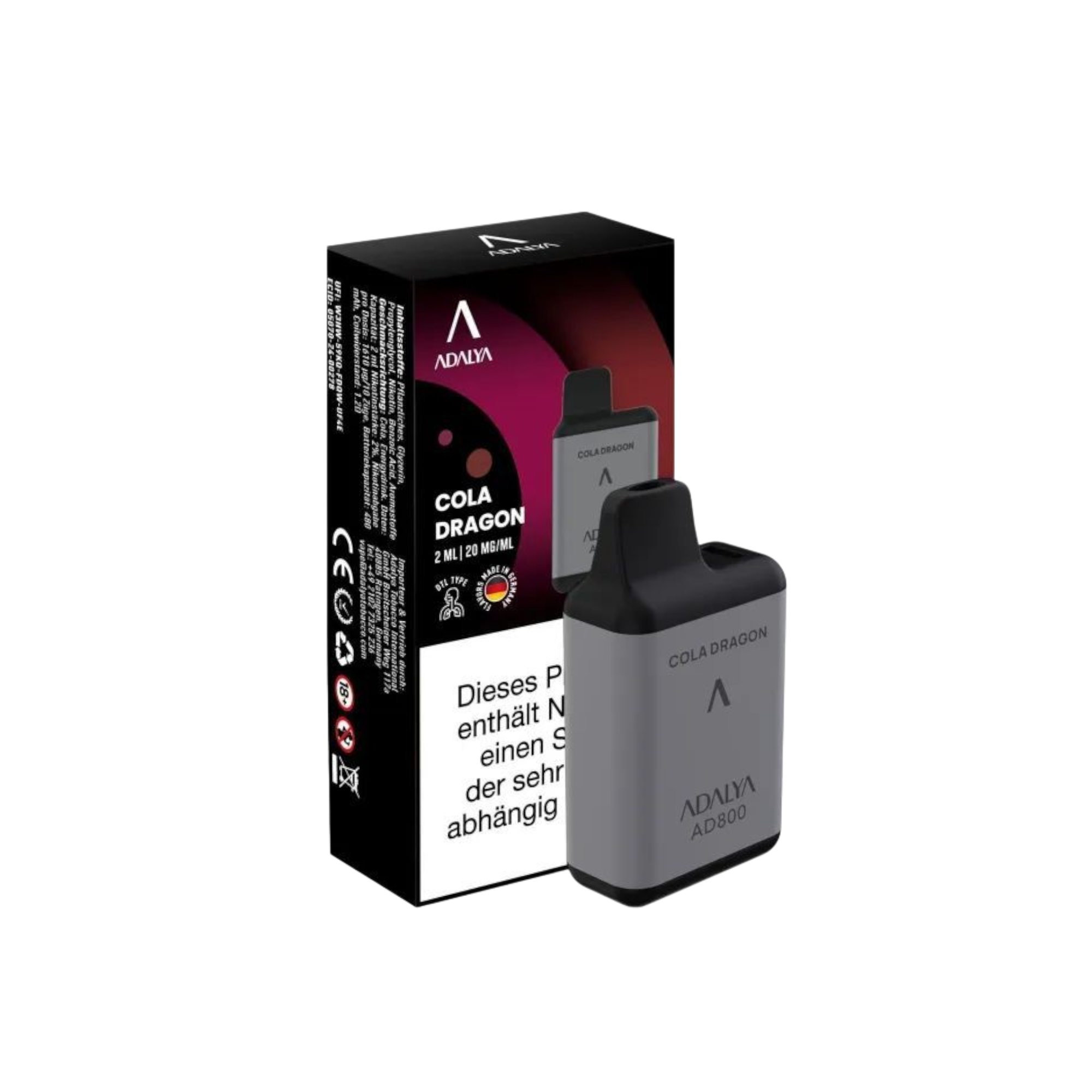 Adalya - AD800 Einweg Vape - 20mg - Cola Dragon