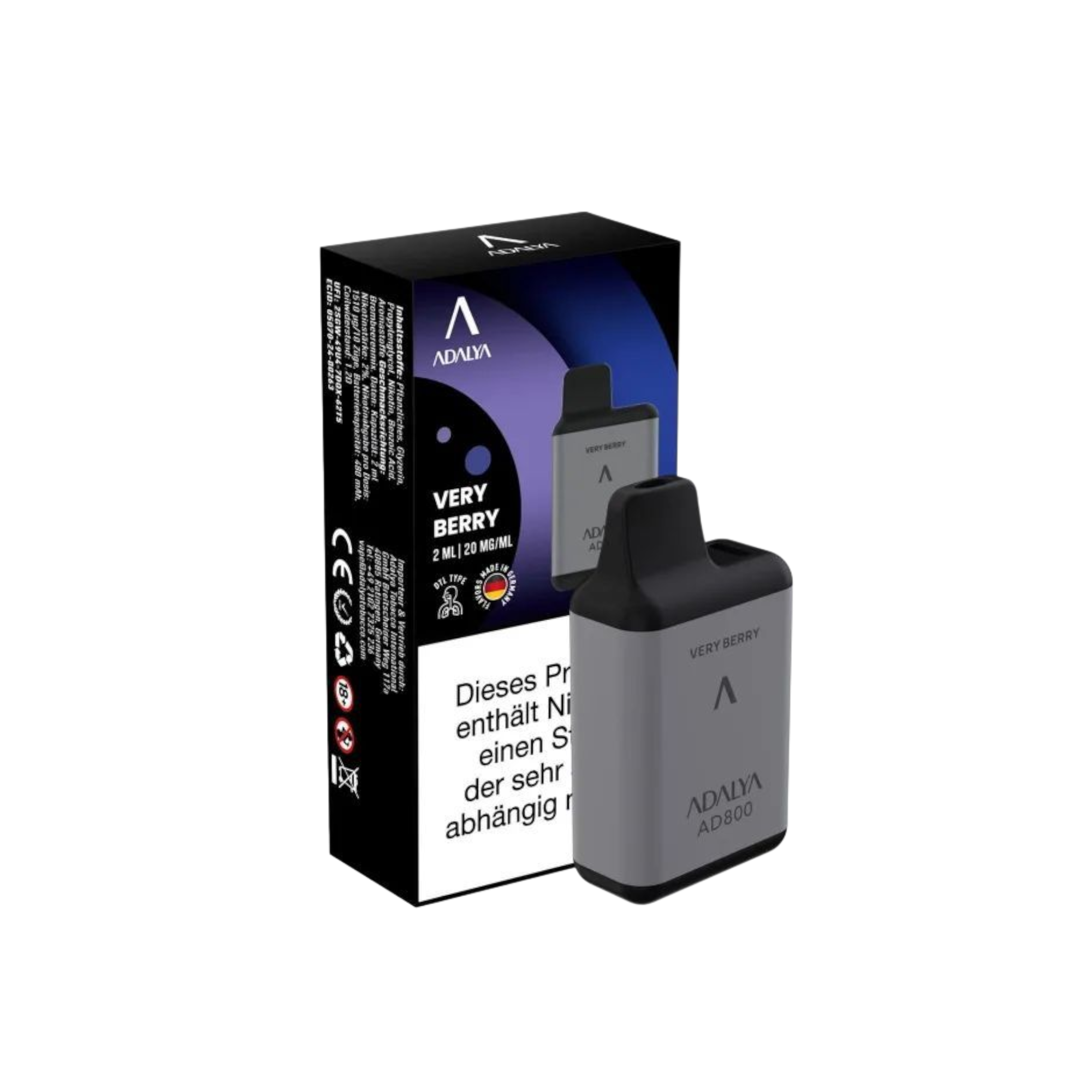 Adalya - AD800 Einweg Vape - 20mg - Very Berry