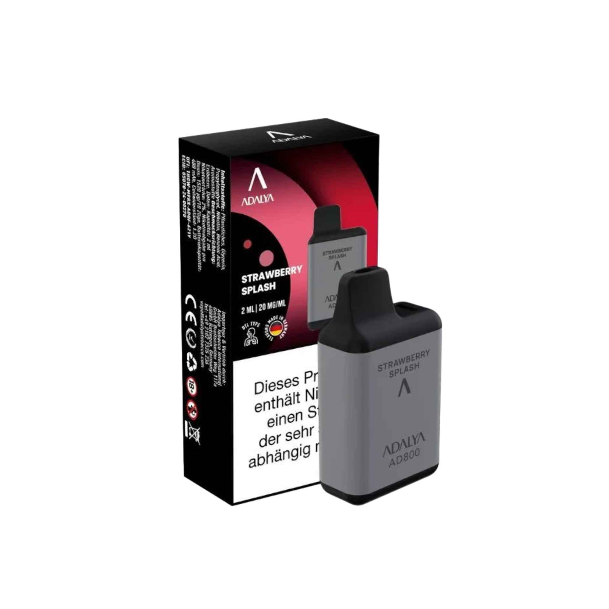 Adalya - AD800 Einweg Vape - 20mg - Strawberry Splash